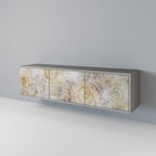 SUNFLOWER BLUR 3-Door TV Stand in Grey Finish