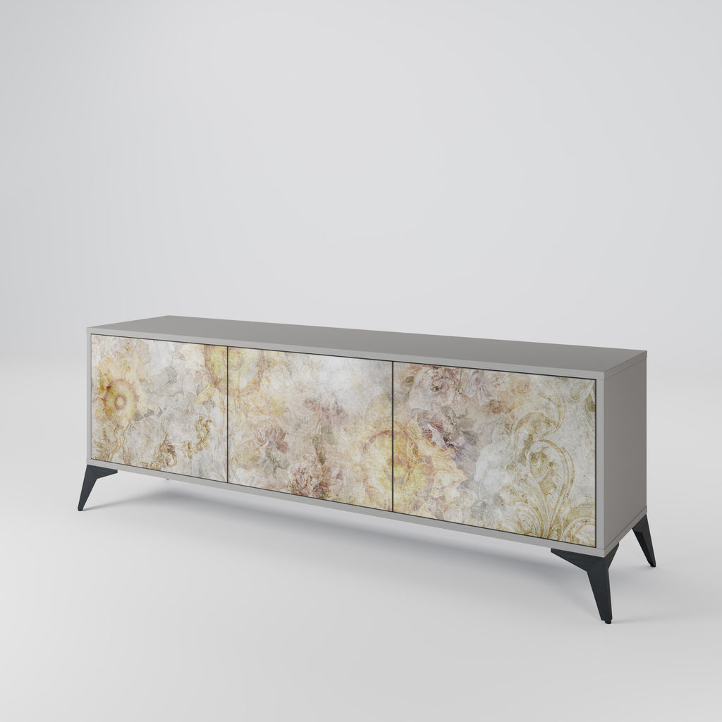 SUNFLOWER BLUR 3-Door TV Stand in Grey Finish