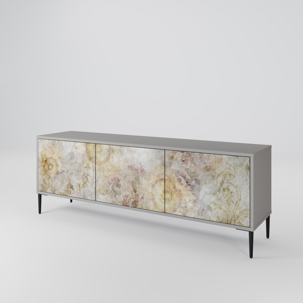 SUNFLOWER BLUR 3-Door TV Stand in Grey Finish