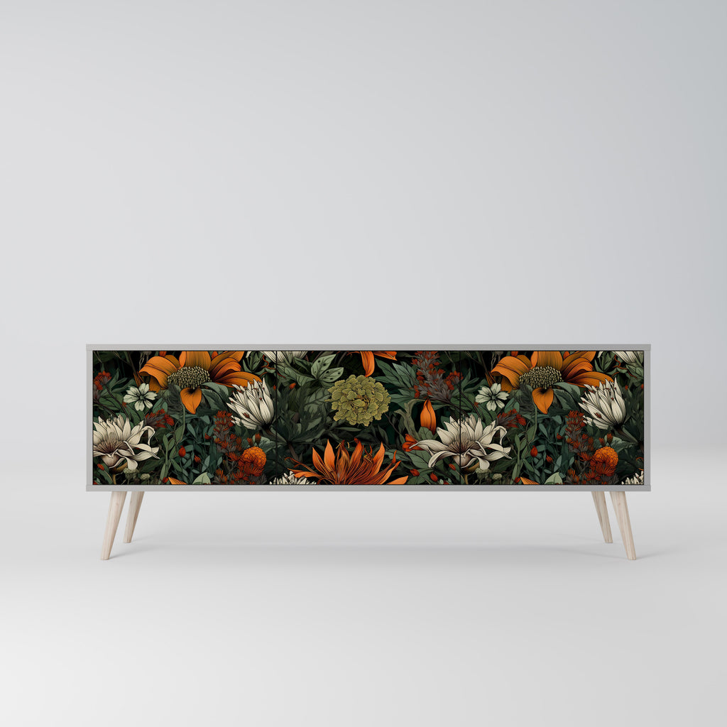 MIDNIGHT SPROUT 3-Door TV Stand in Grey Finish