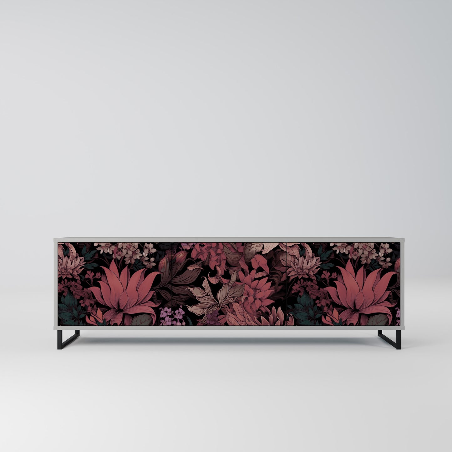 FLORAL WHISPER 3-dörrars TV-bänk i grå finish