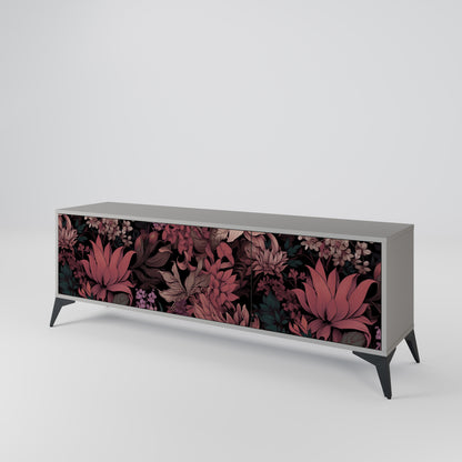 FLORAL WHISPER 3-dörrars TV-bänk i grå finish