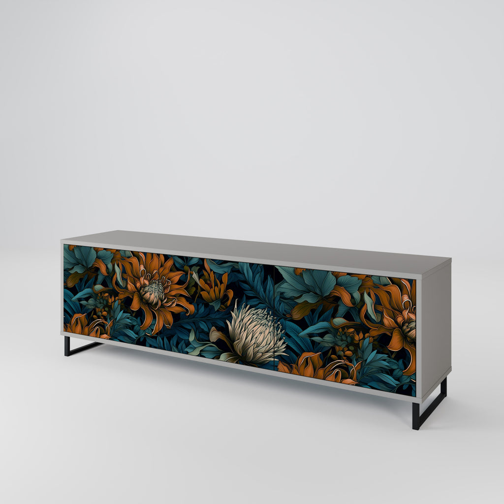 MORNING BLOOM 3-dörrars TV-bänk i grå finish