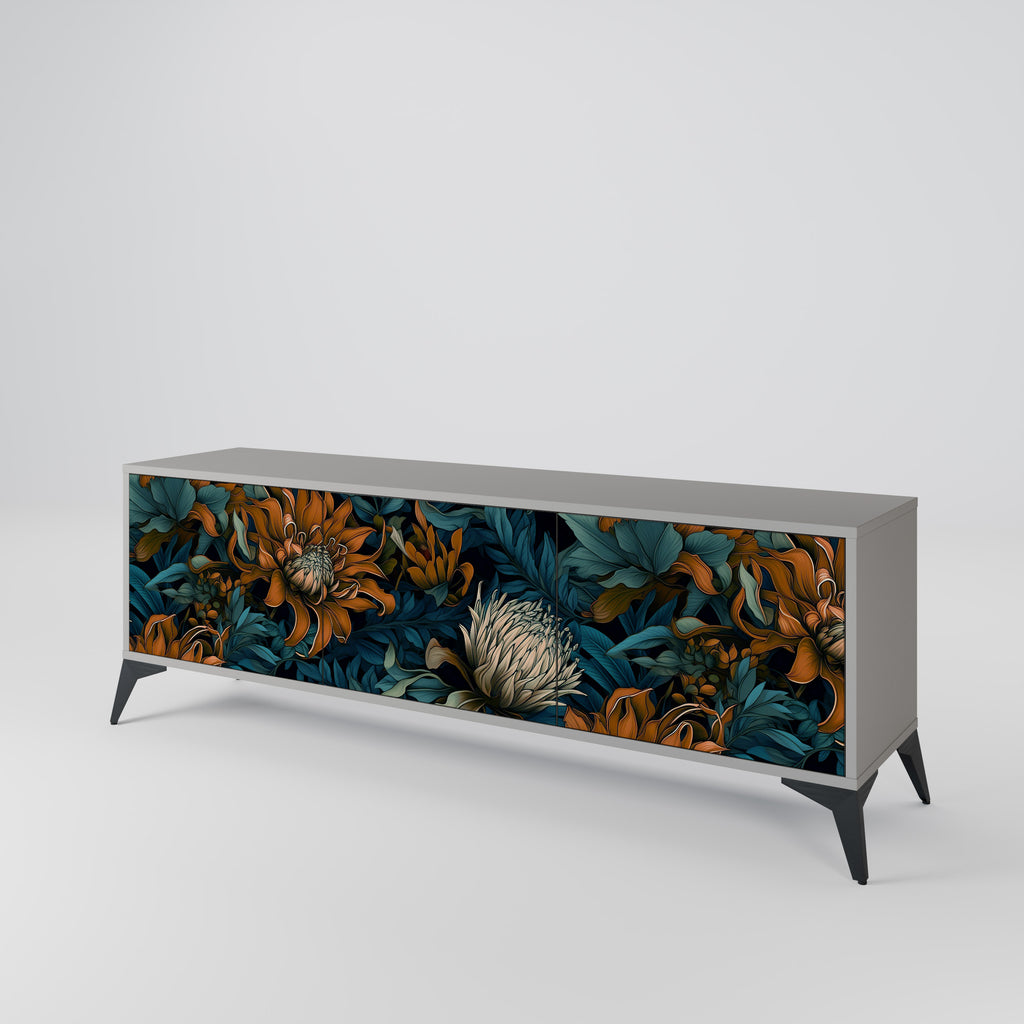 MORNING BLOOM 3-dörrars TV-bänk i grå finish