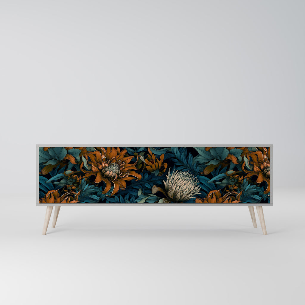 MORNING BLOOM 3-dörrars TV-bänk i grå finish