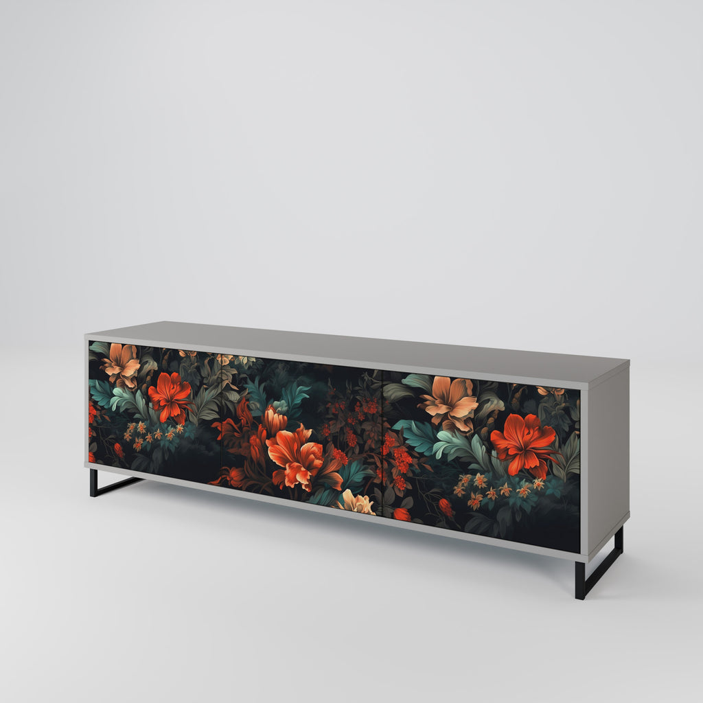 IMAGINARY BLOSSOM 3-Door TV Stand in Grey Finish