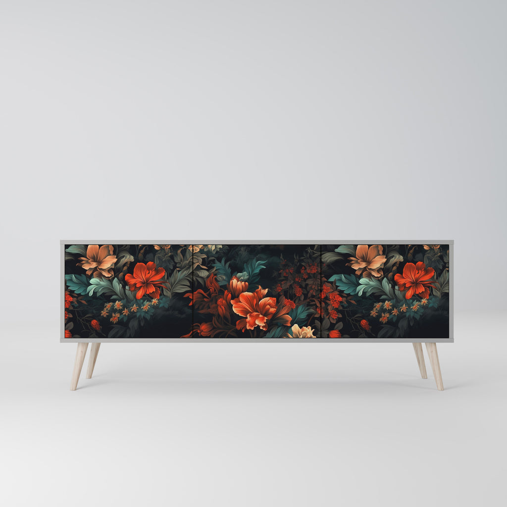 IMAGINARY BLOSSOM 3-Door TV Stand in Grey Finish