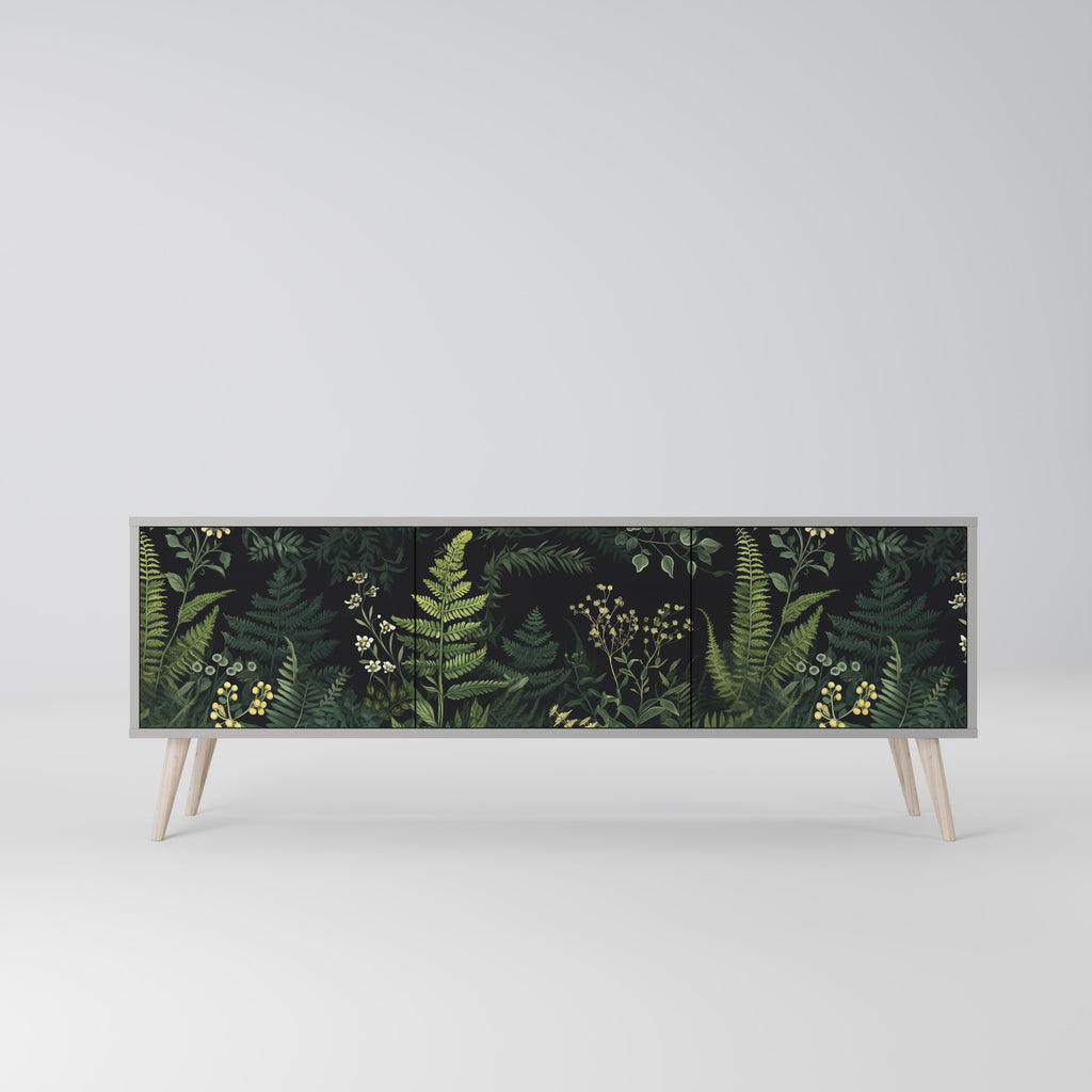 FERN FLOWERS 3-dörrars TV-bänk i grå finish