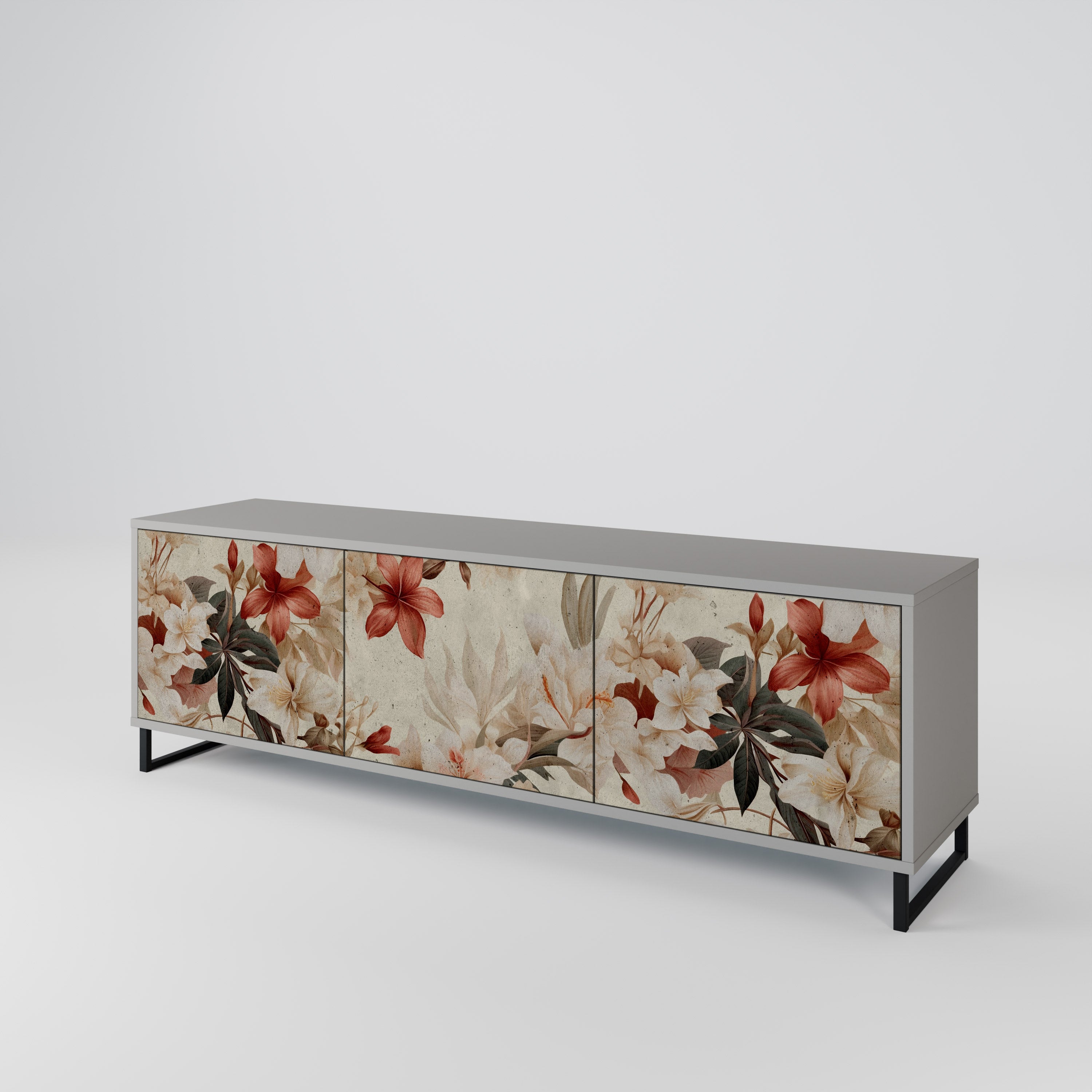 PETAL HARMONY 3-dörrars TV-bänk i grå finish