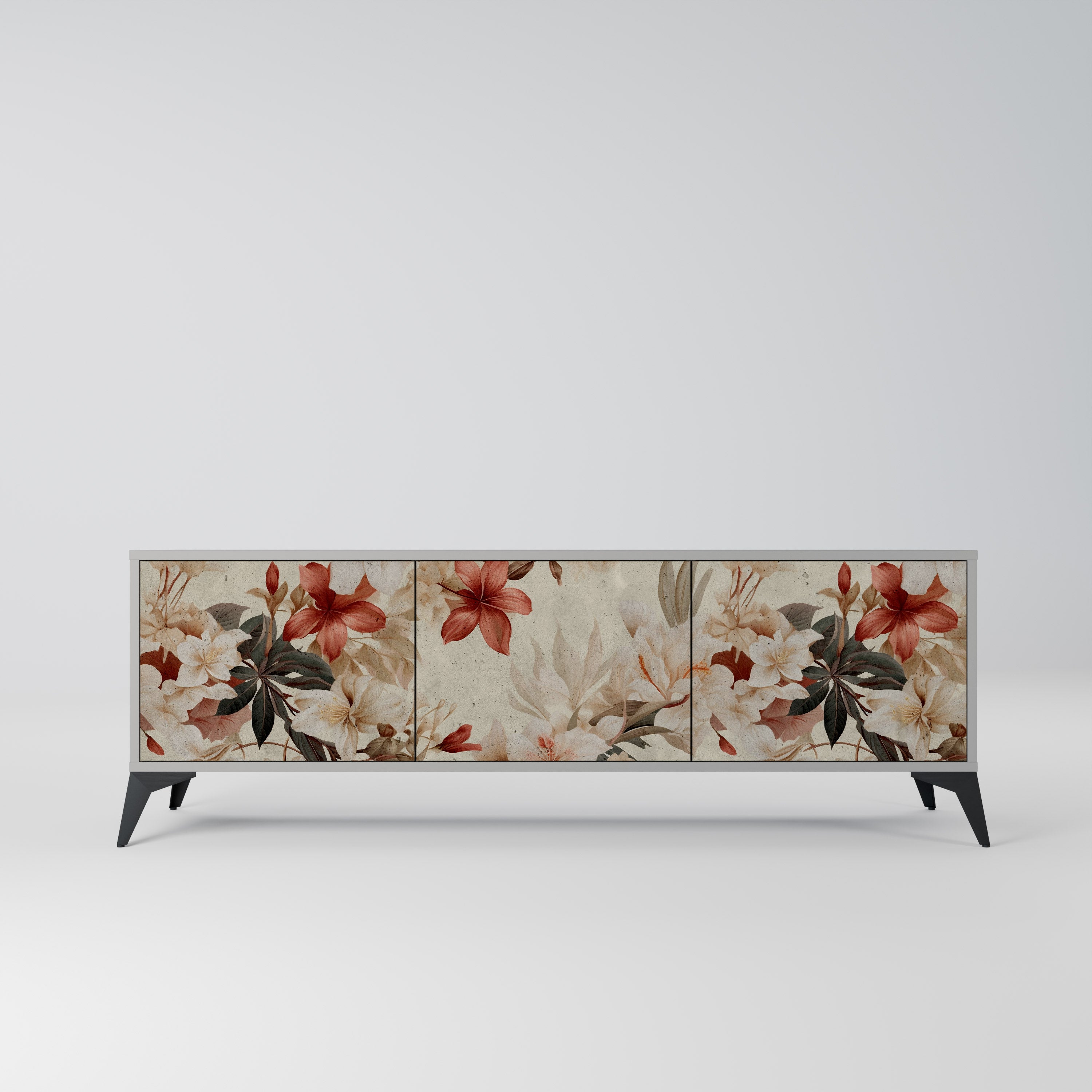 PETAL HARMONY 3-dörrars TV-bänk i grå finish