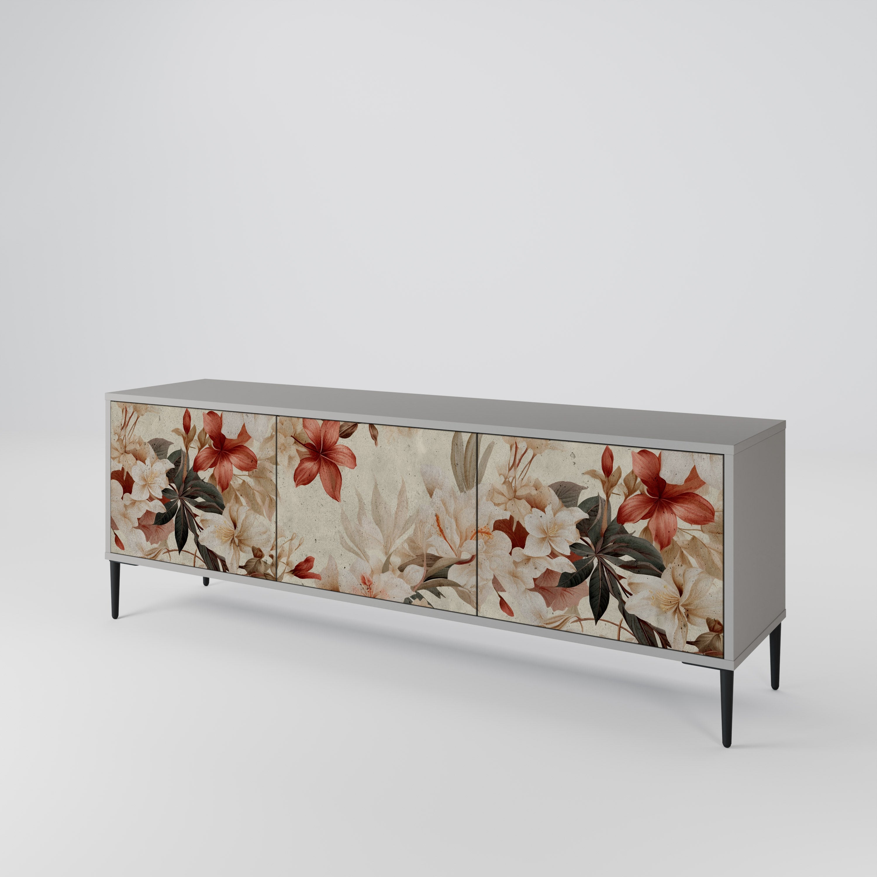 PETAL HARMONY 3-dörrars TV-bänk i grå finish