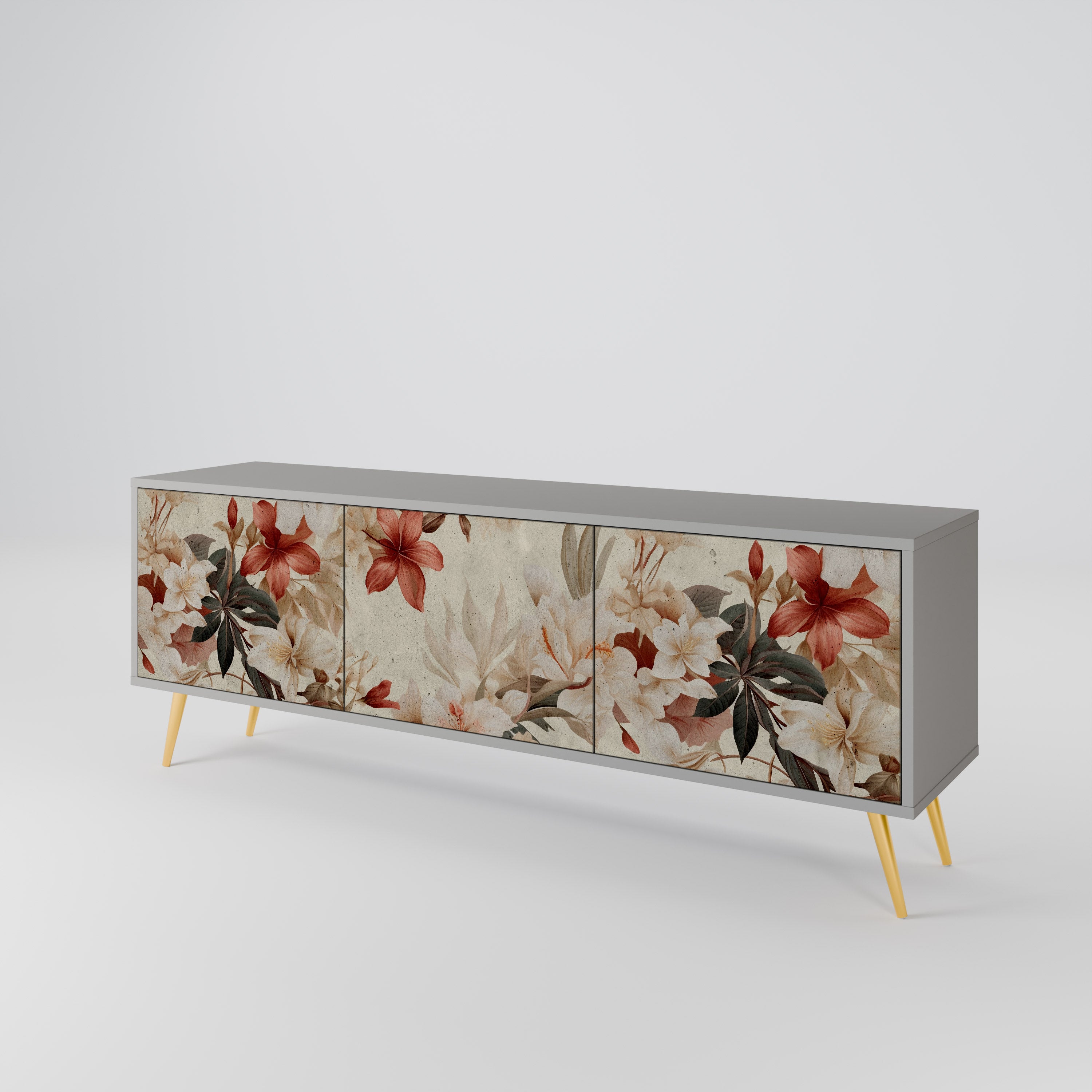 PETAL HARMONY 3-dörrars TV-bänk i grå finish