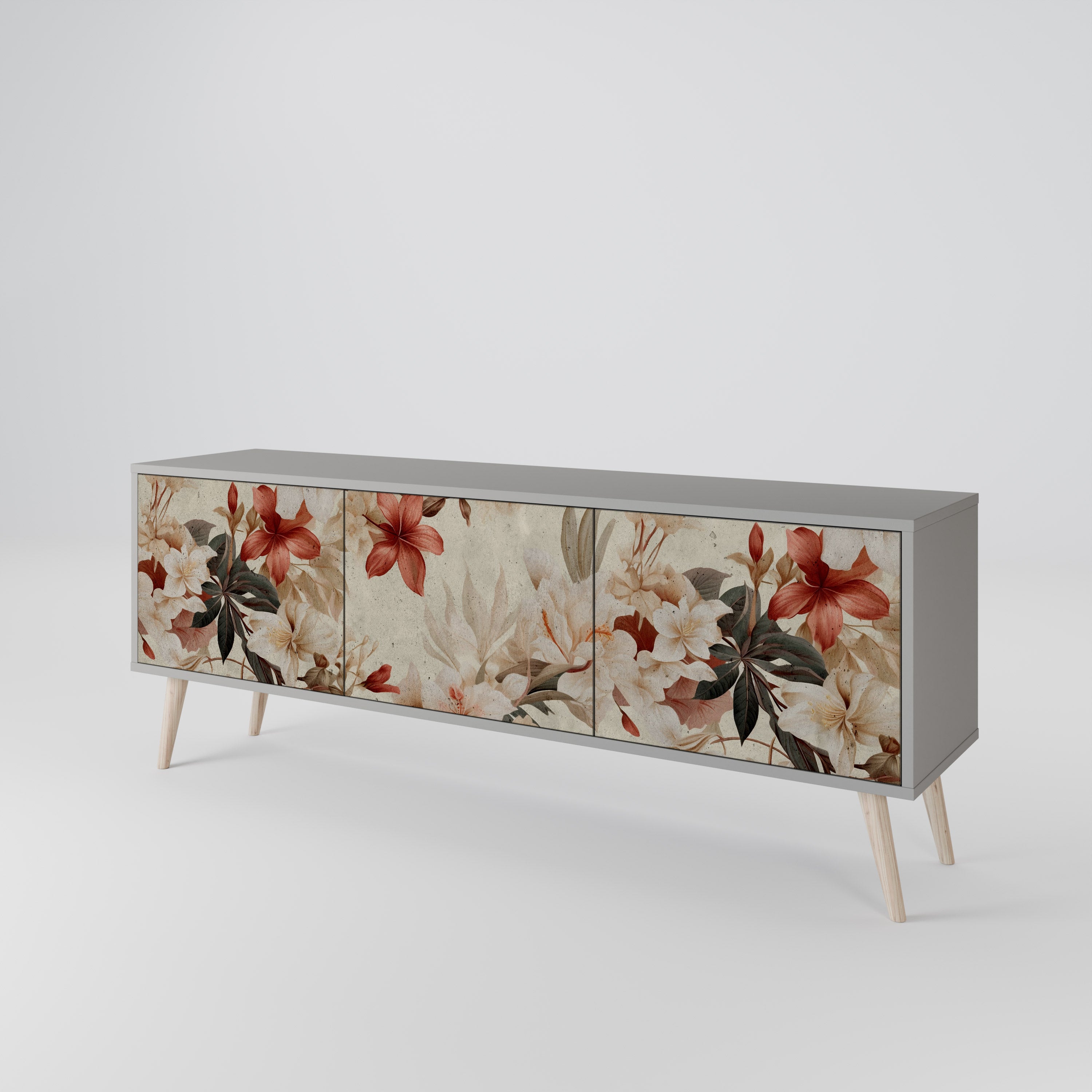 PETAL HARMONY 3-dörrars TV-bänk i grå finish