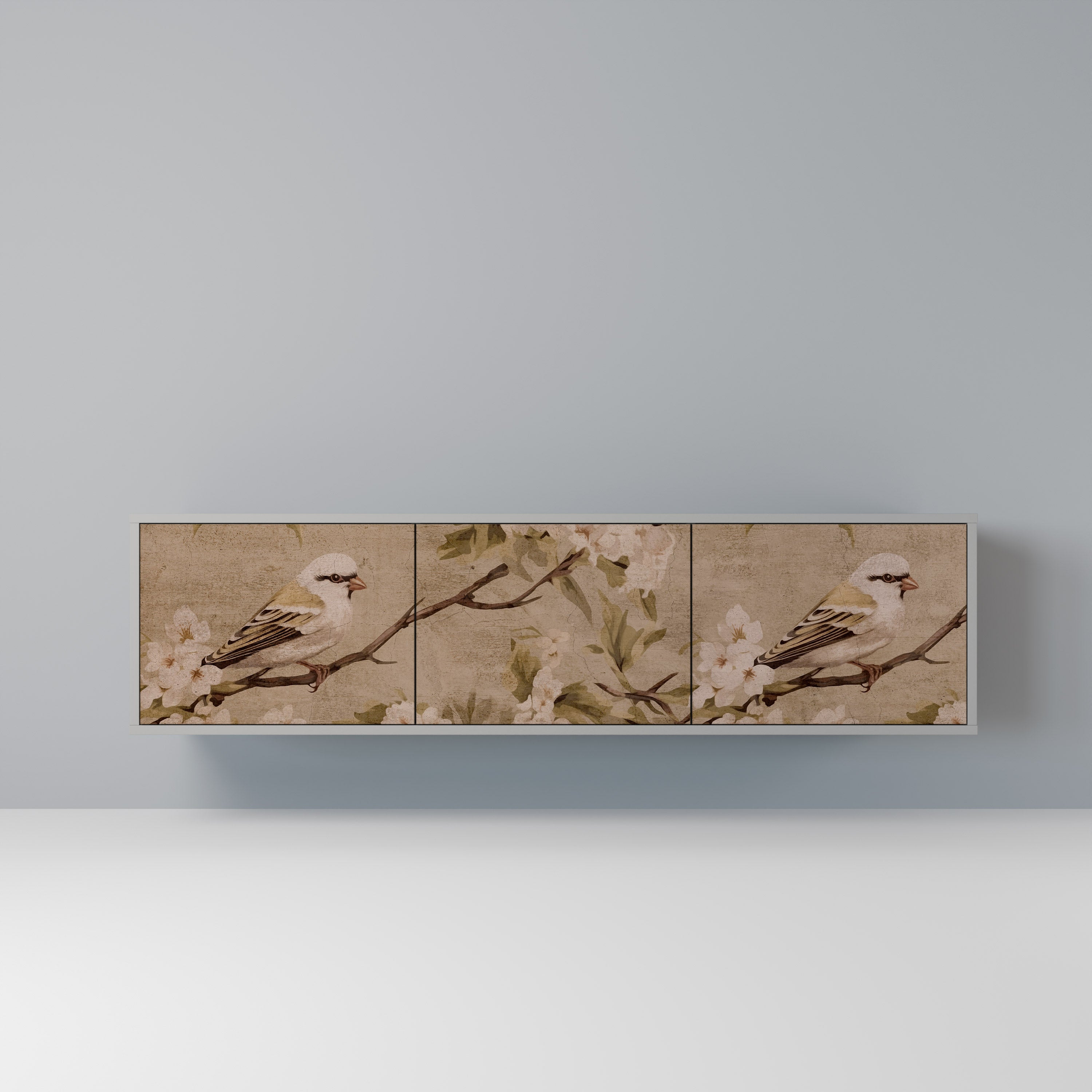 PETAL DISTINGUISH 3-dörrars TV-bänk i grå finish