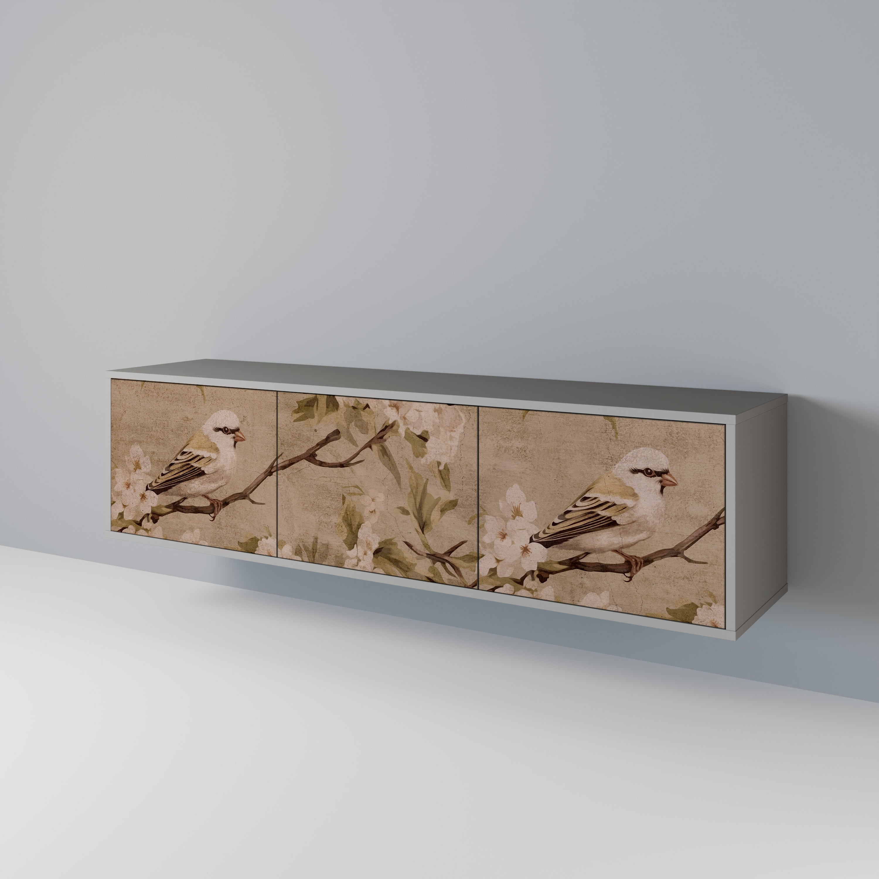 PETAL DISTINGUISH 3-dörrars TV-bänk i grå finish