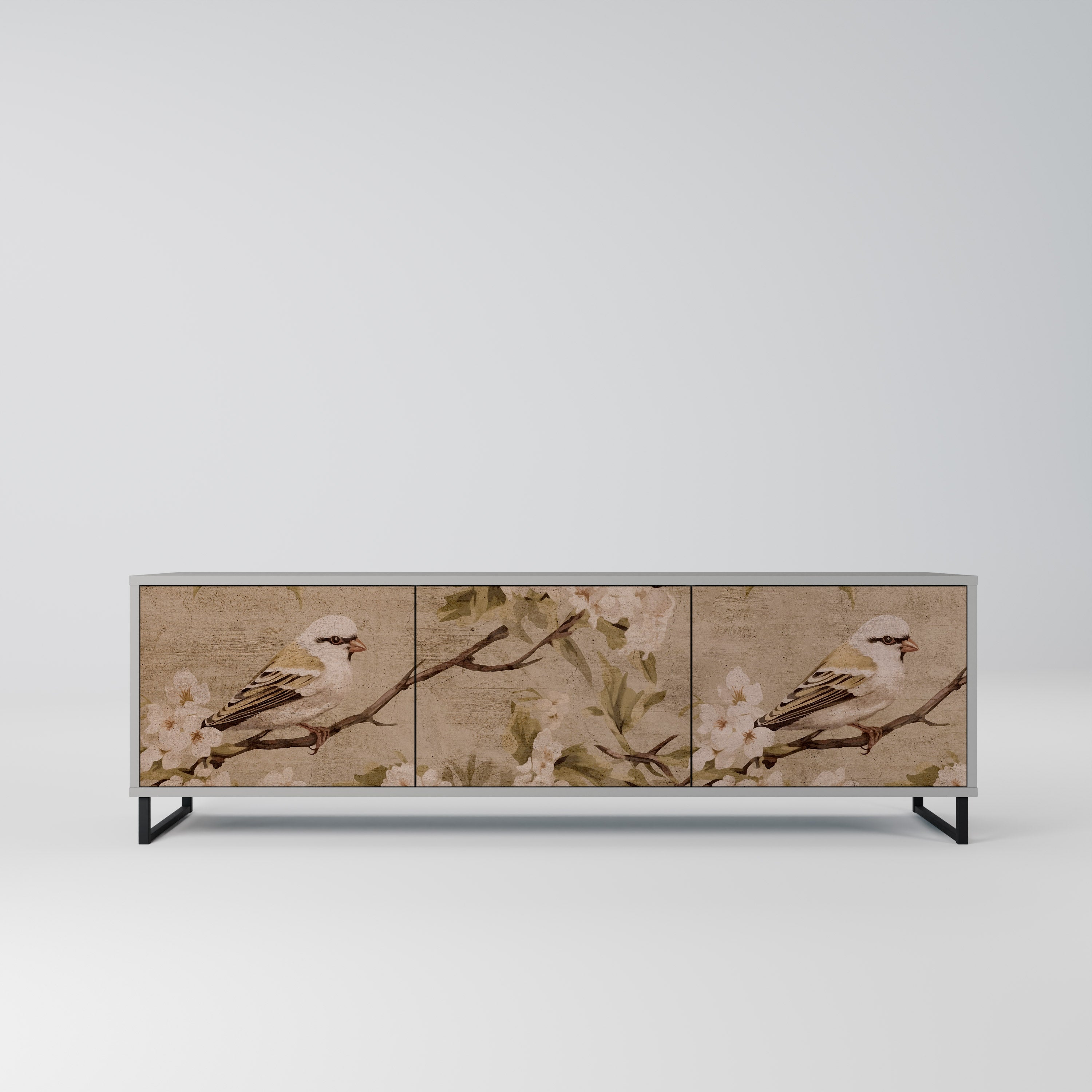 PETAL DISTINGUISH 3-dörrars TV-bänk i grå finish