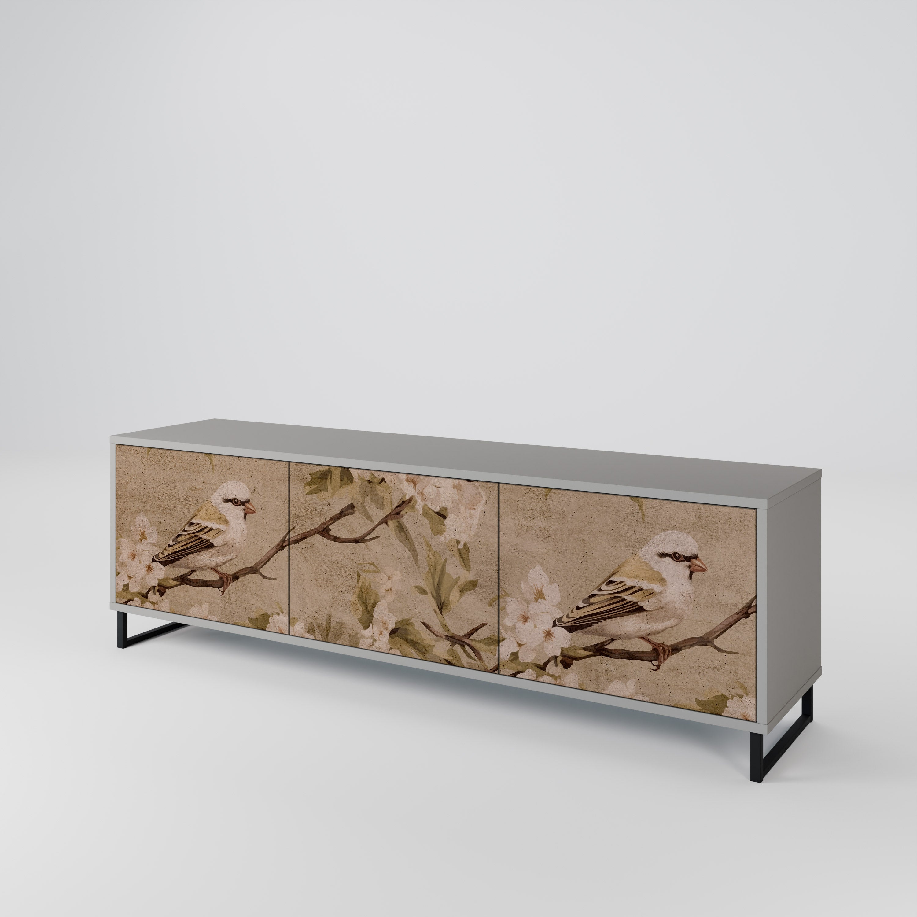 PETAL DISTINGUISH 3-dörrars TV-bänk i grå finish