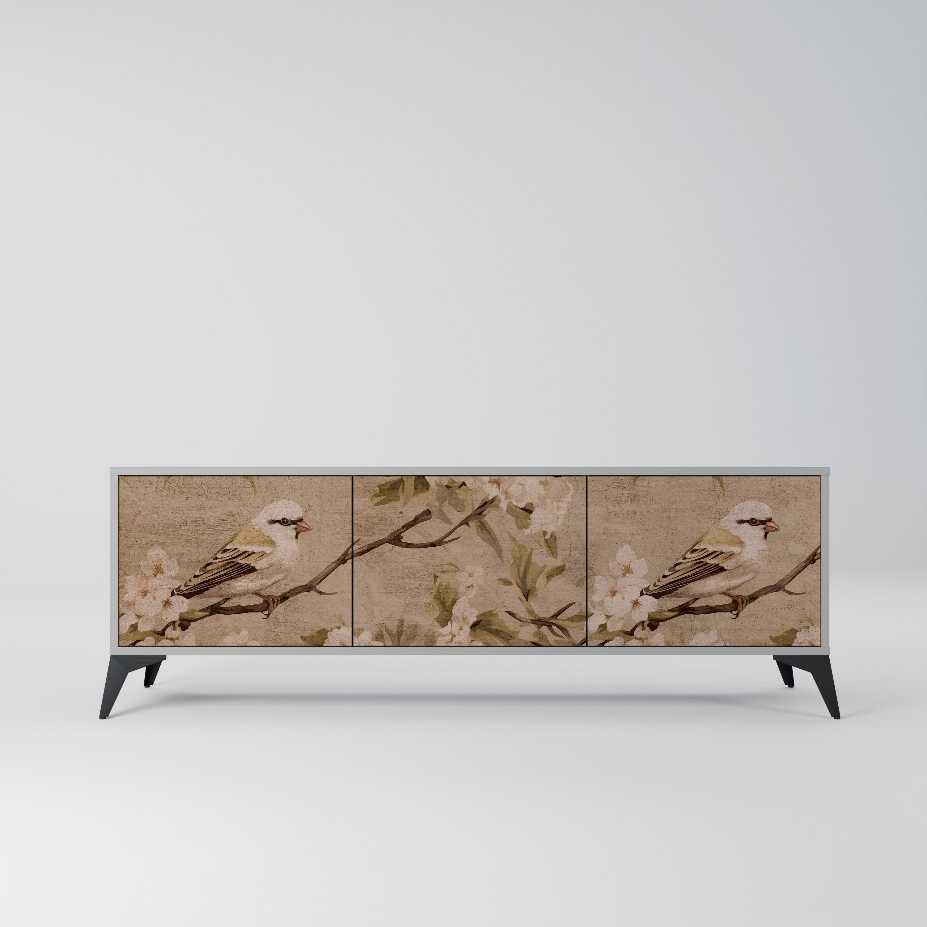 PETAL DISTINGUISH 3-dörrars TV-bänk i grå finish