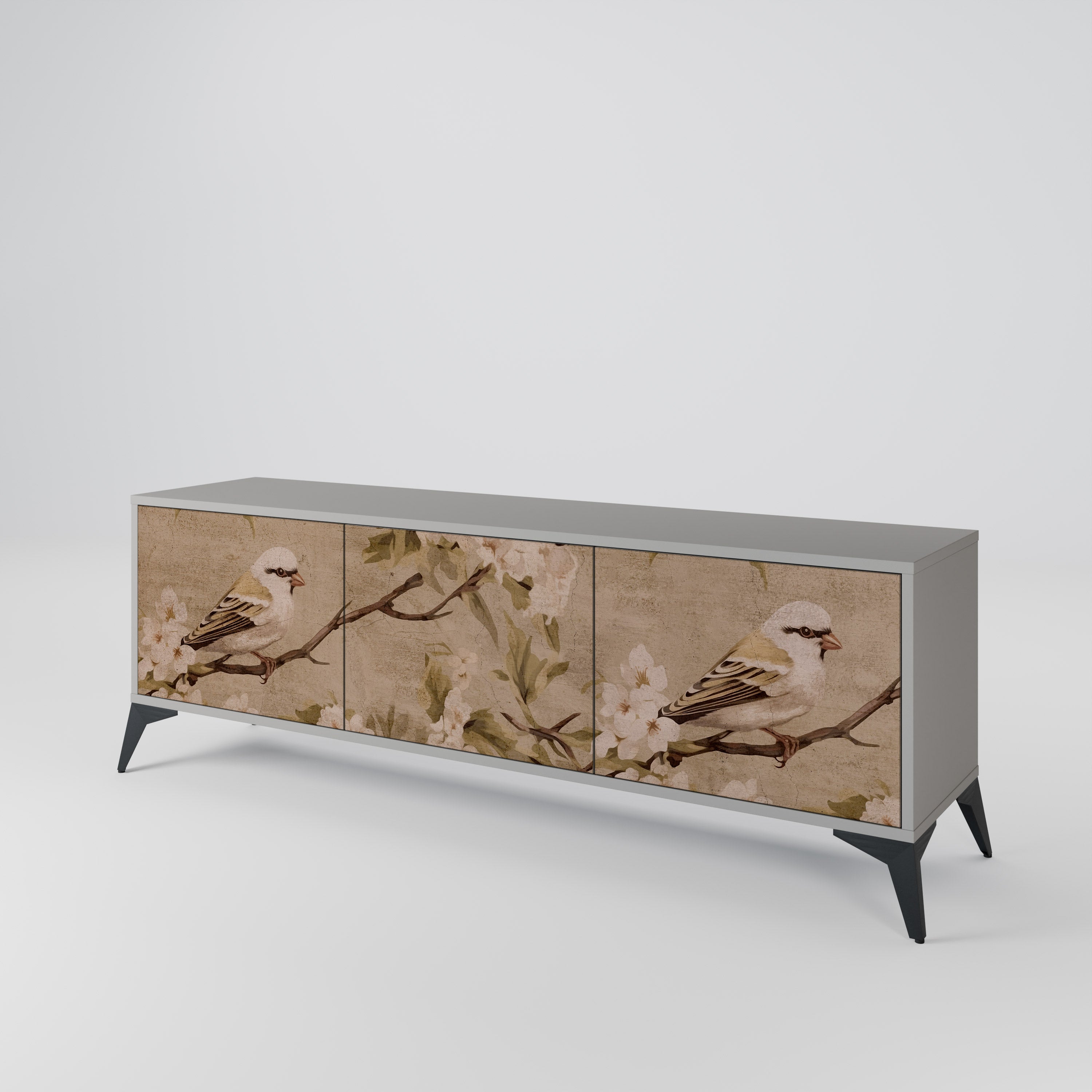 PETAL DISTINGUISH 3-dörrars TV-bänk i grå finish