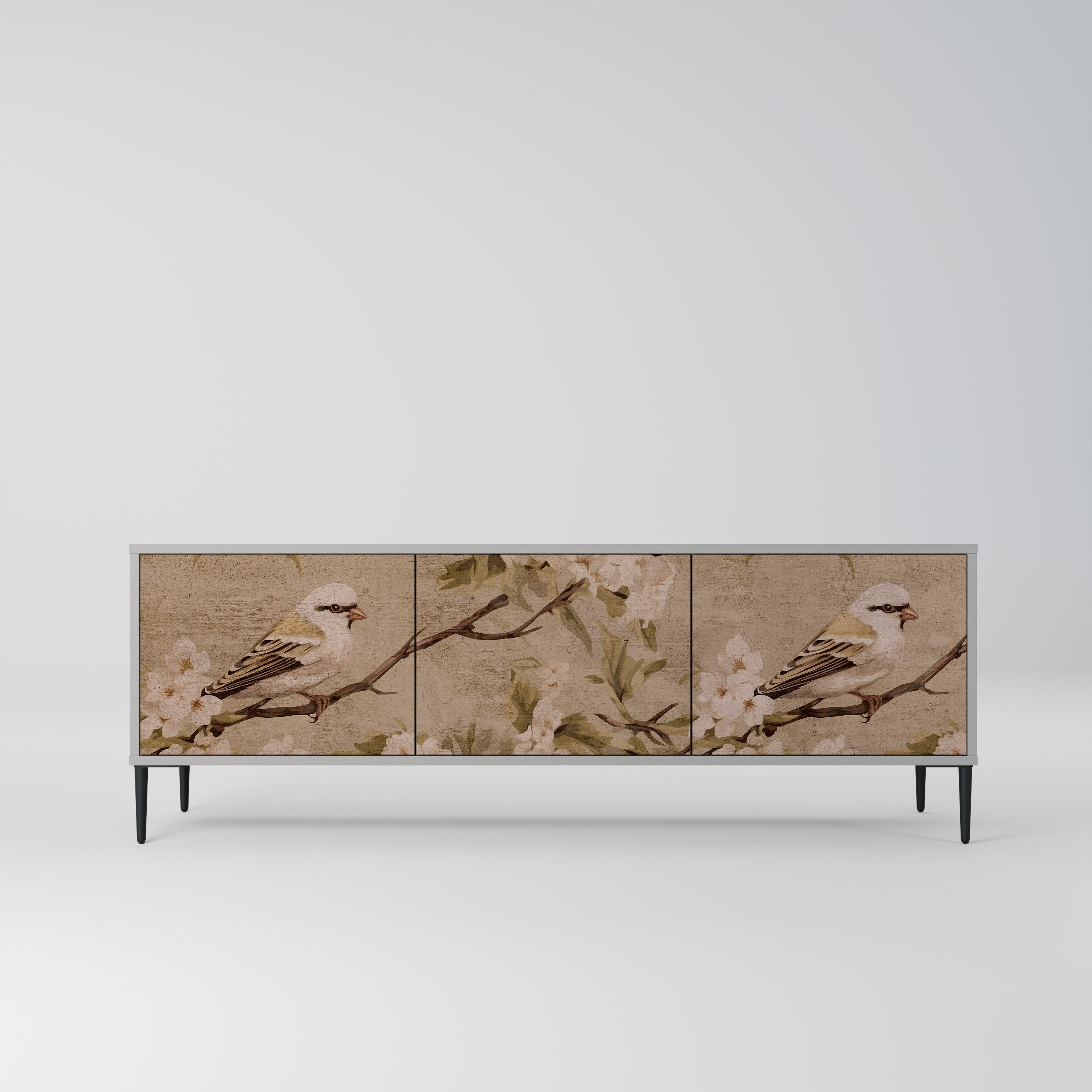 PETAL DISTINGUISH 3-dörrars TV-bänk i grå finish