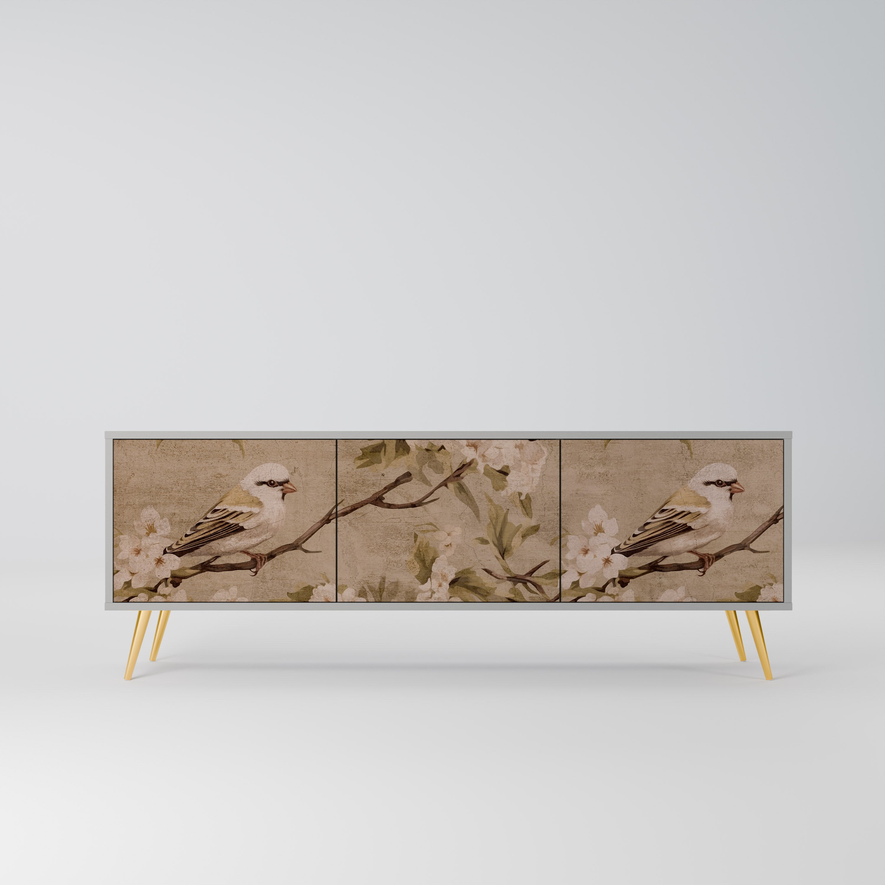 PETAL DISTINGUISH 3-dörrars TV-bänk i grå finish