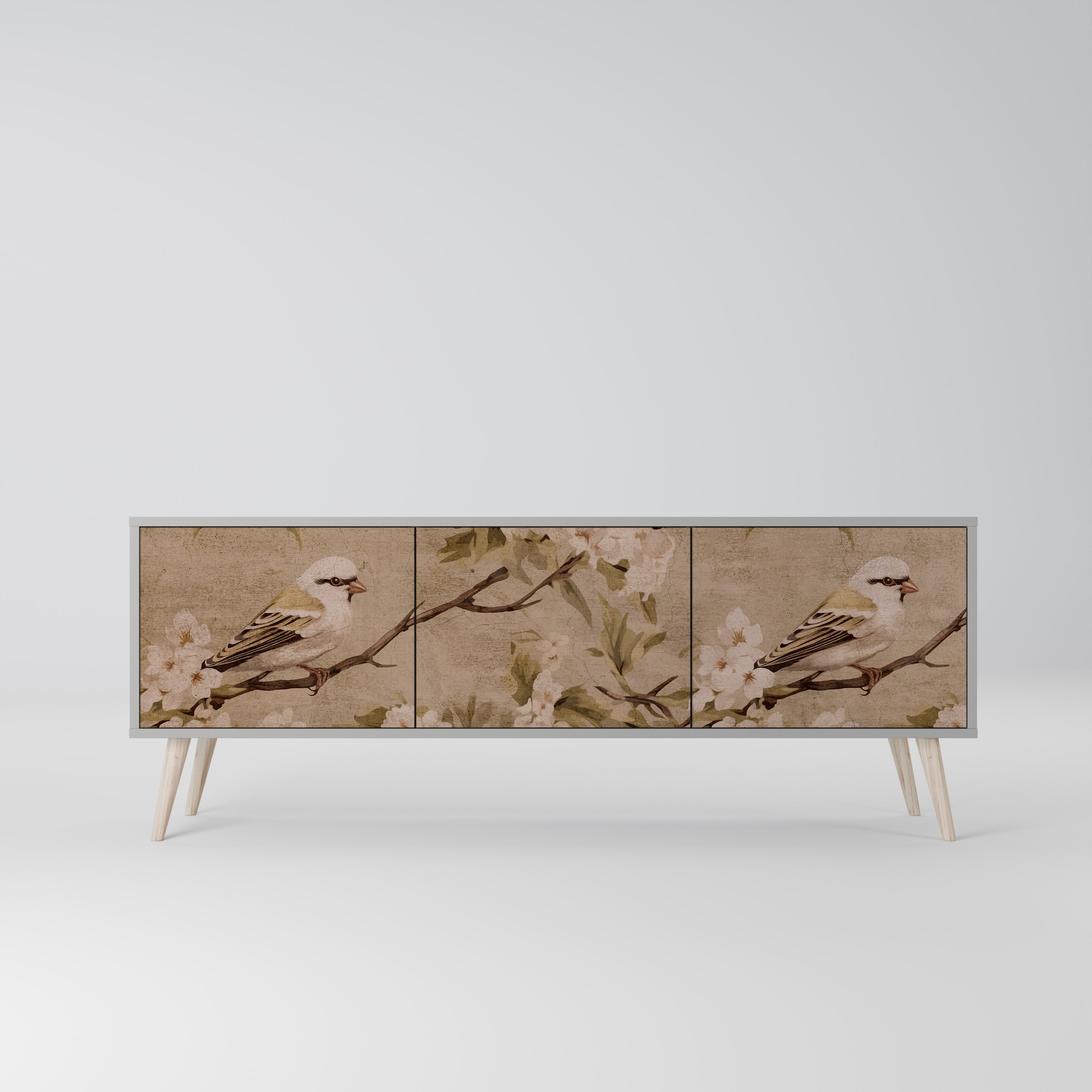 PETAL DISTINGUISH 3-dörrars TV-bänk i grå finish