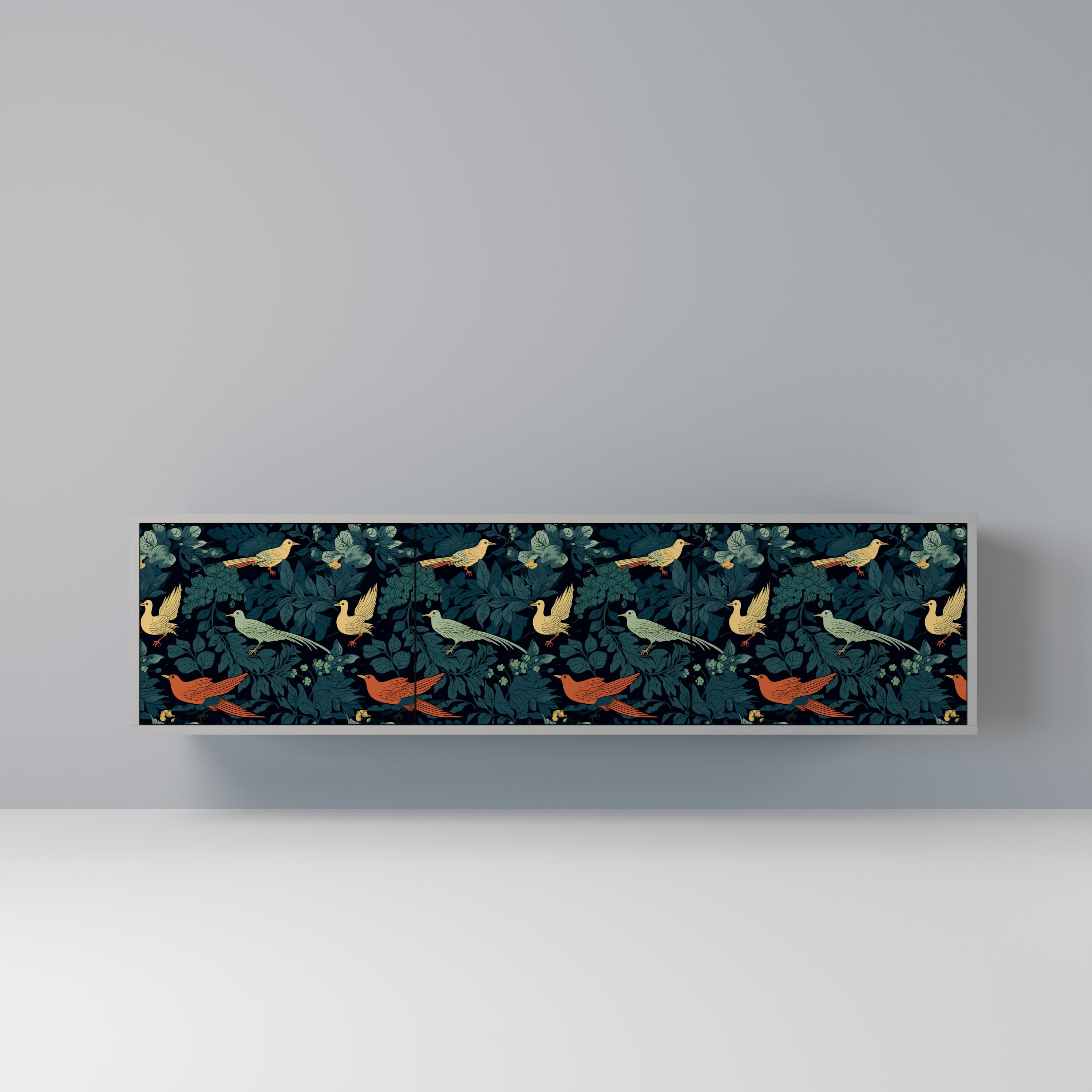 FOWL ORNAMENT 3-dörrars TV-bänk i grå finish