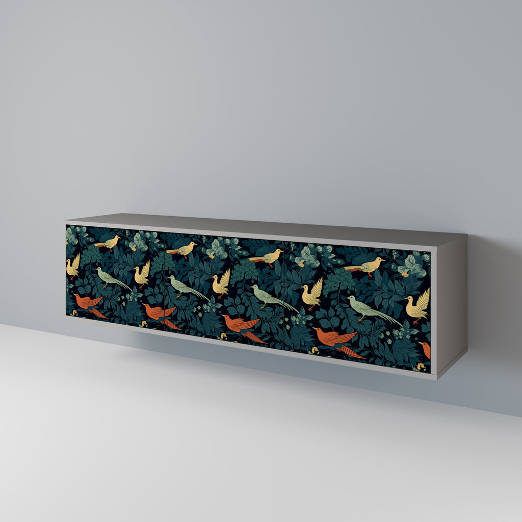 FOWL ORNAMENT 3-dörrars TV-bänk i grå finish