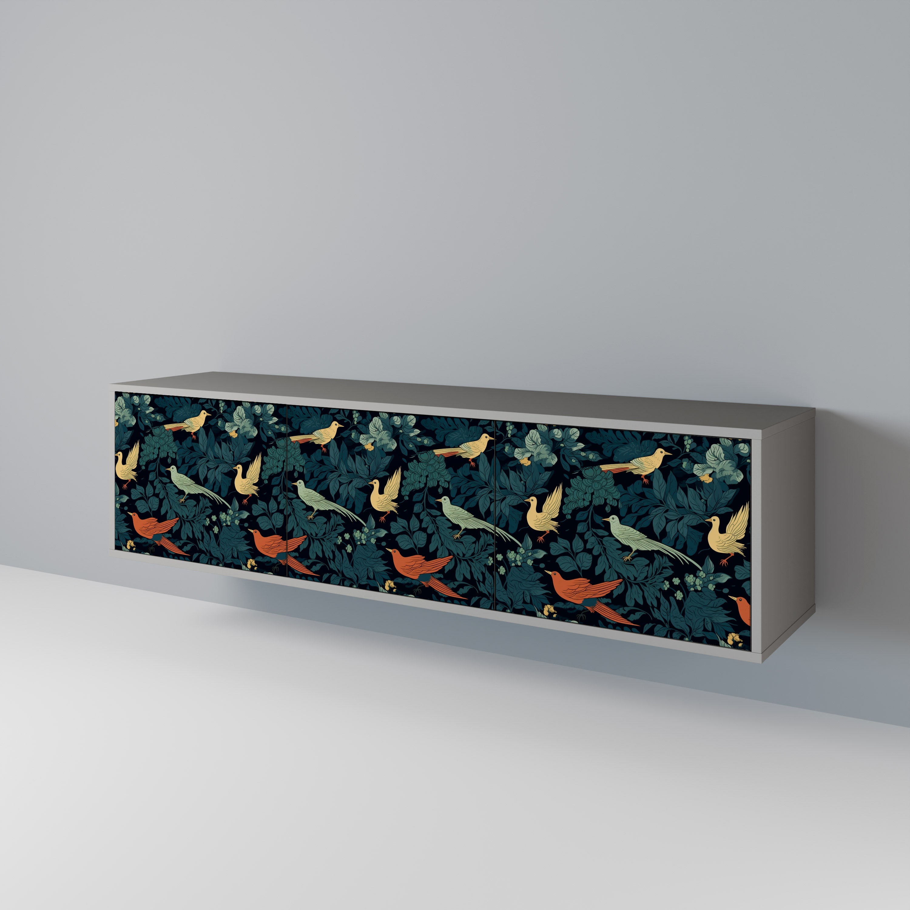 FOWL ORNAMENT 3-dörrars TV-bänk i grå finish