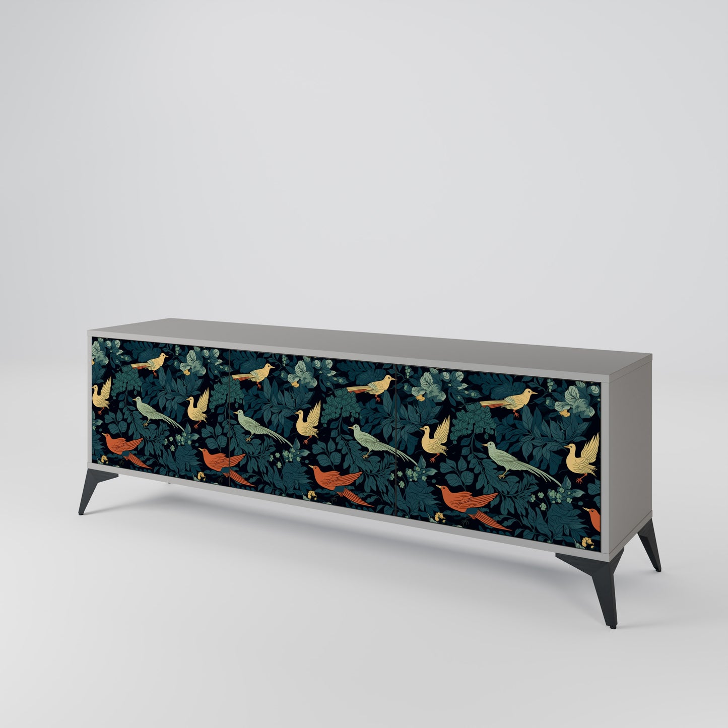 FOWL ORNAMENT 3-dörrars TV-bänk i grå finish
