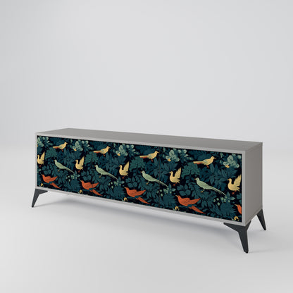 FOWL ORNAMENT 3-dörrars TV-bänk i grå finish