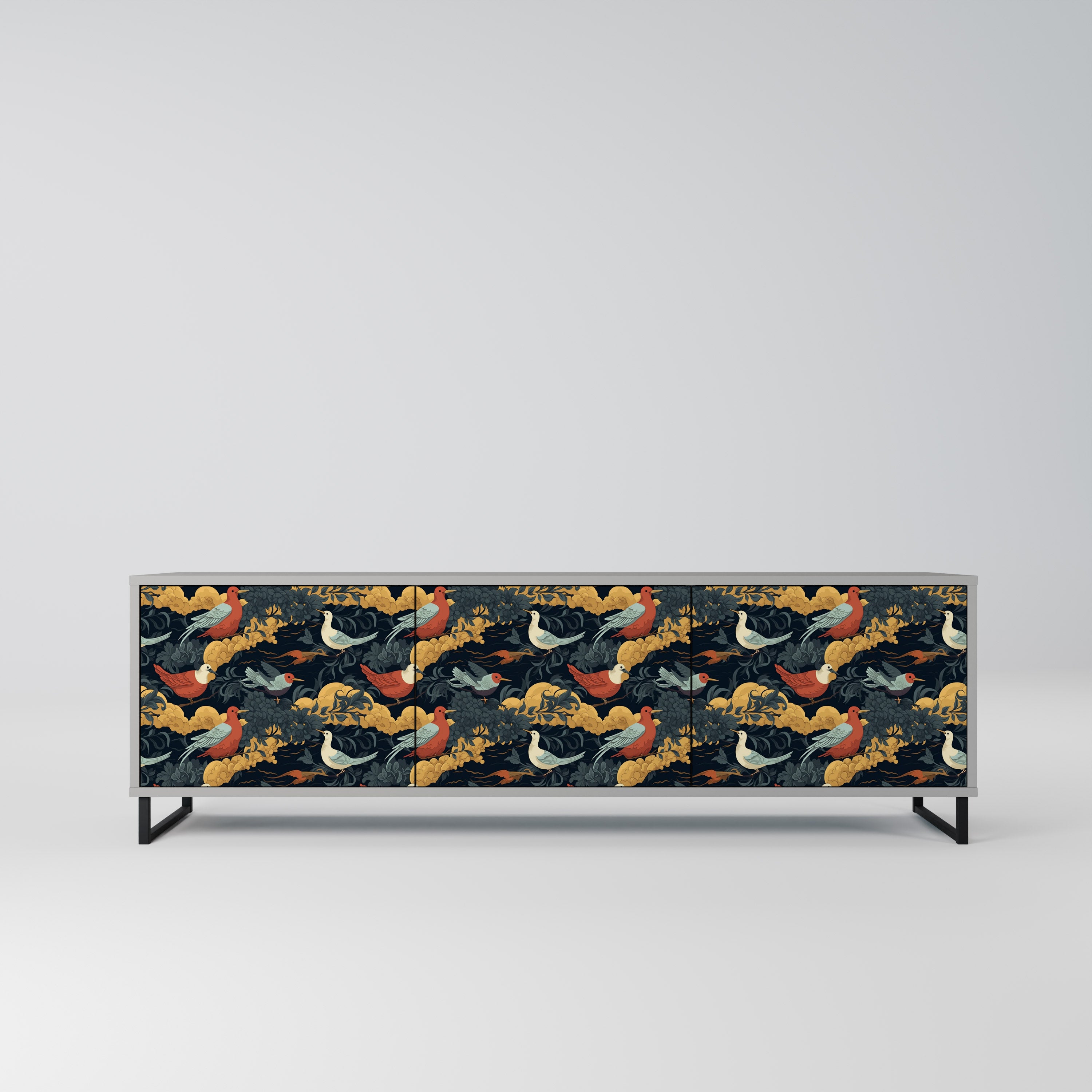 FOWLY DAZE 3-dörrars TV-bänk i grå finish