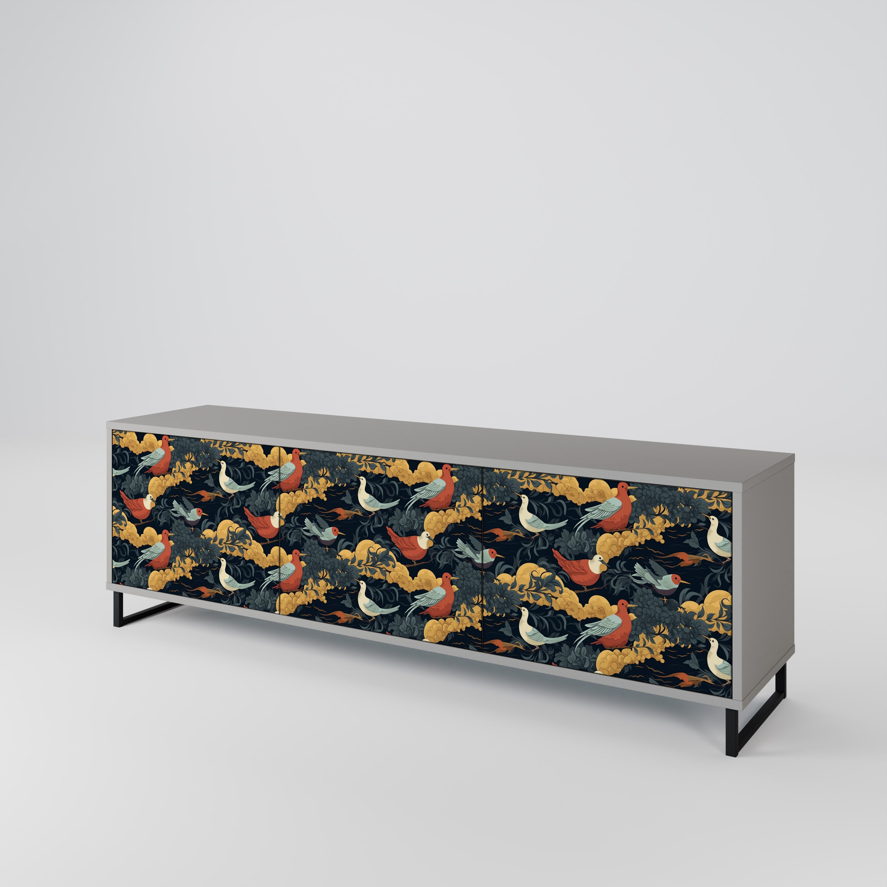 FOWLY DAZE 3-dörrars TV-bänk i grå finish