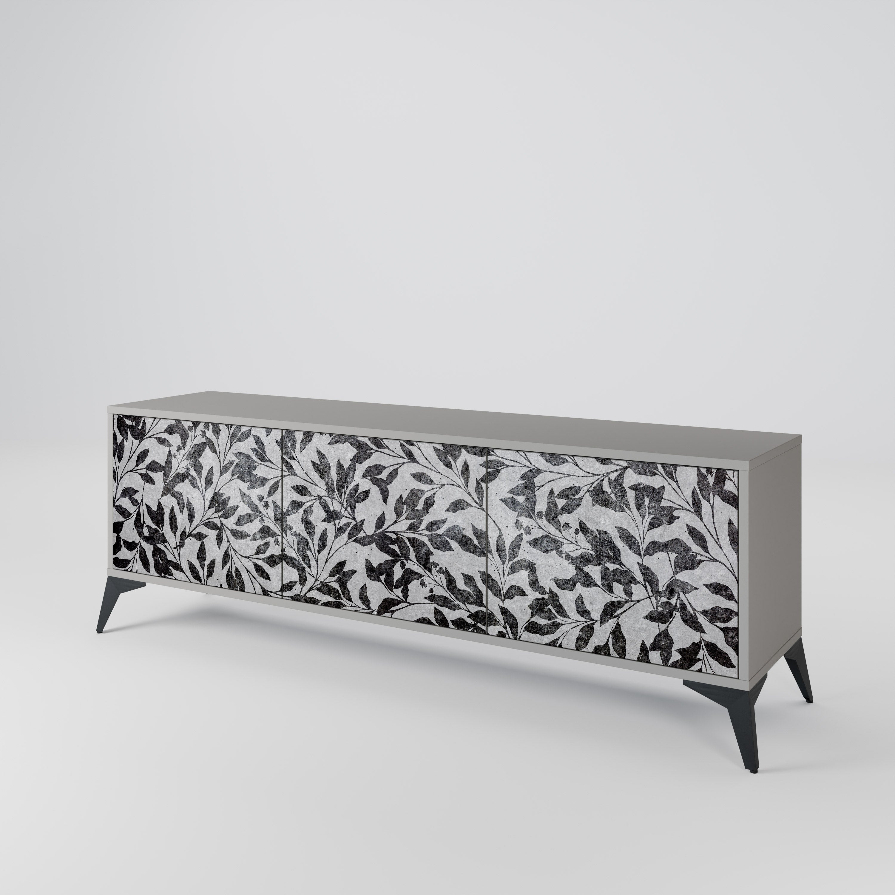 CHARCOAL SPROUT 3-dörrars TV-bänk i grå finish