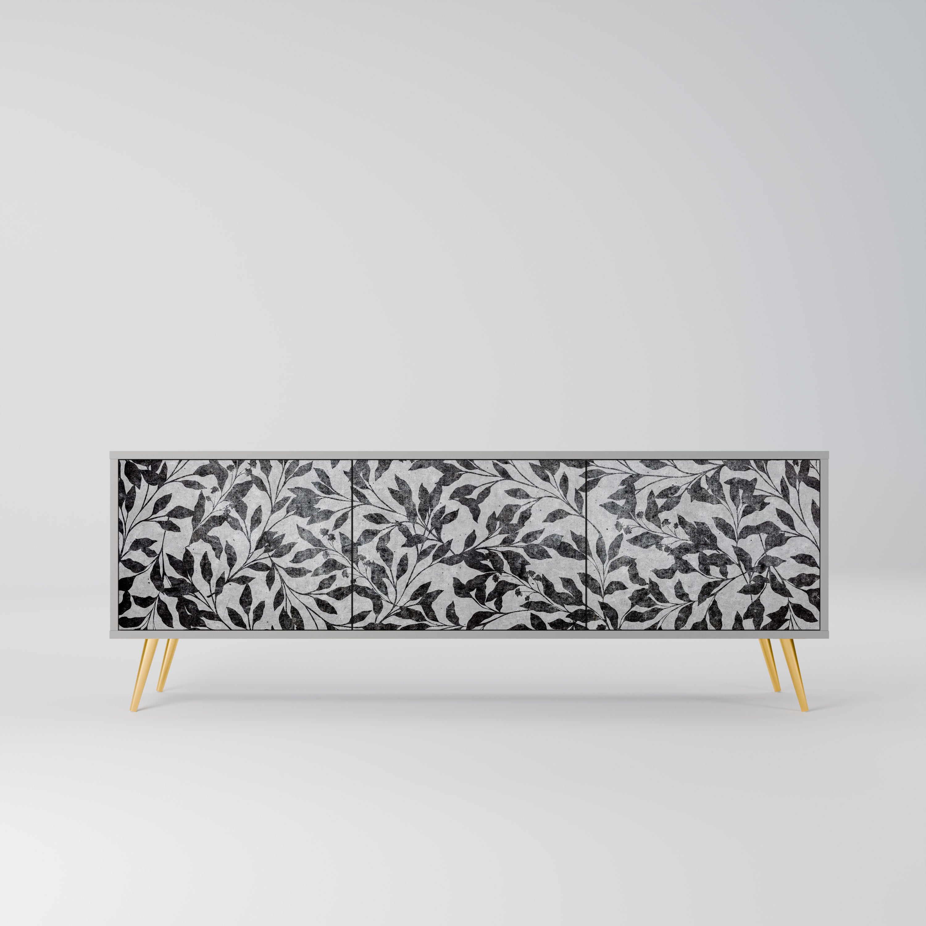 CHARCOAL SPROUT 3-dörrars TV-bänk i grå finish