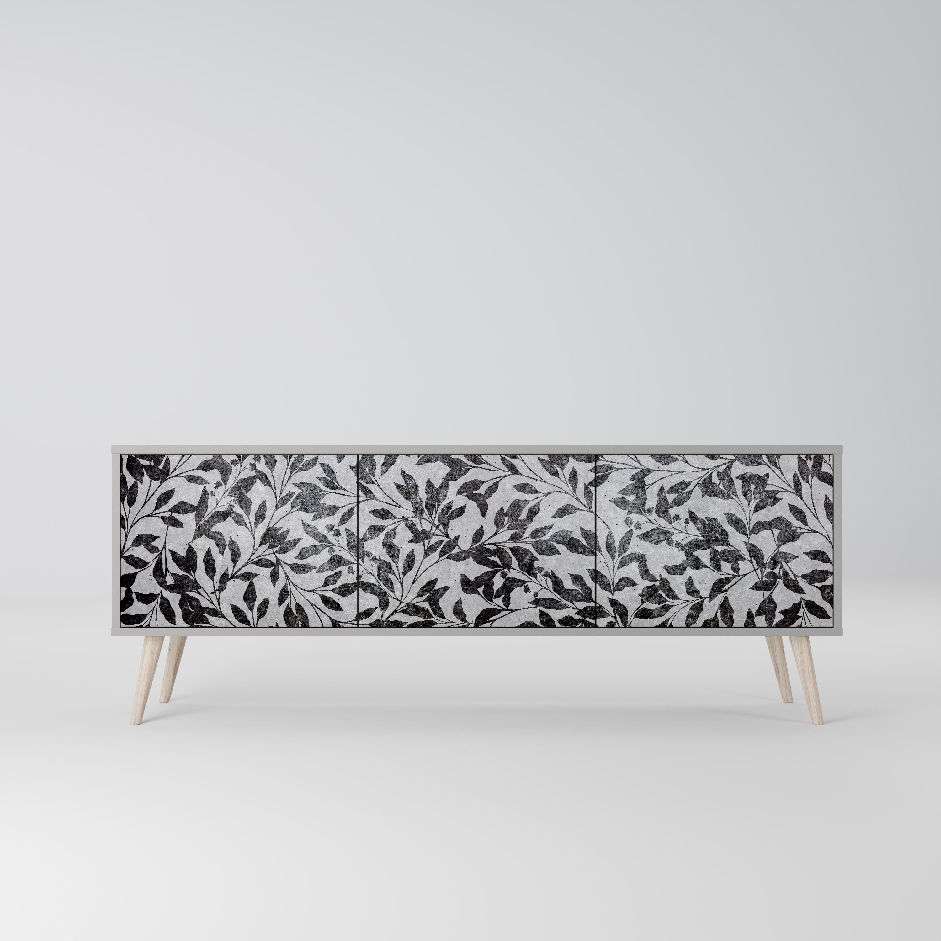 CHARCOAL SPROUT 3-dörrars TV-bänk i grå finish