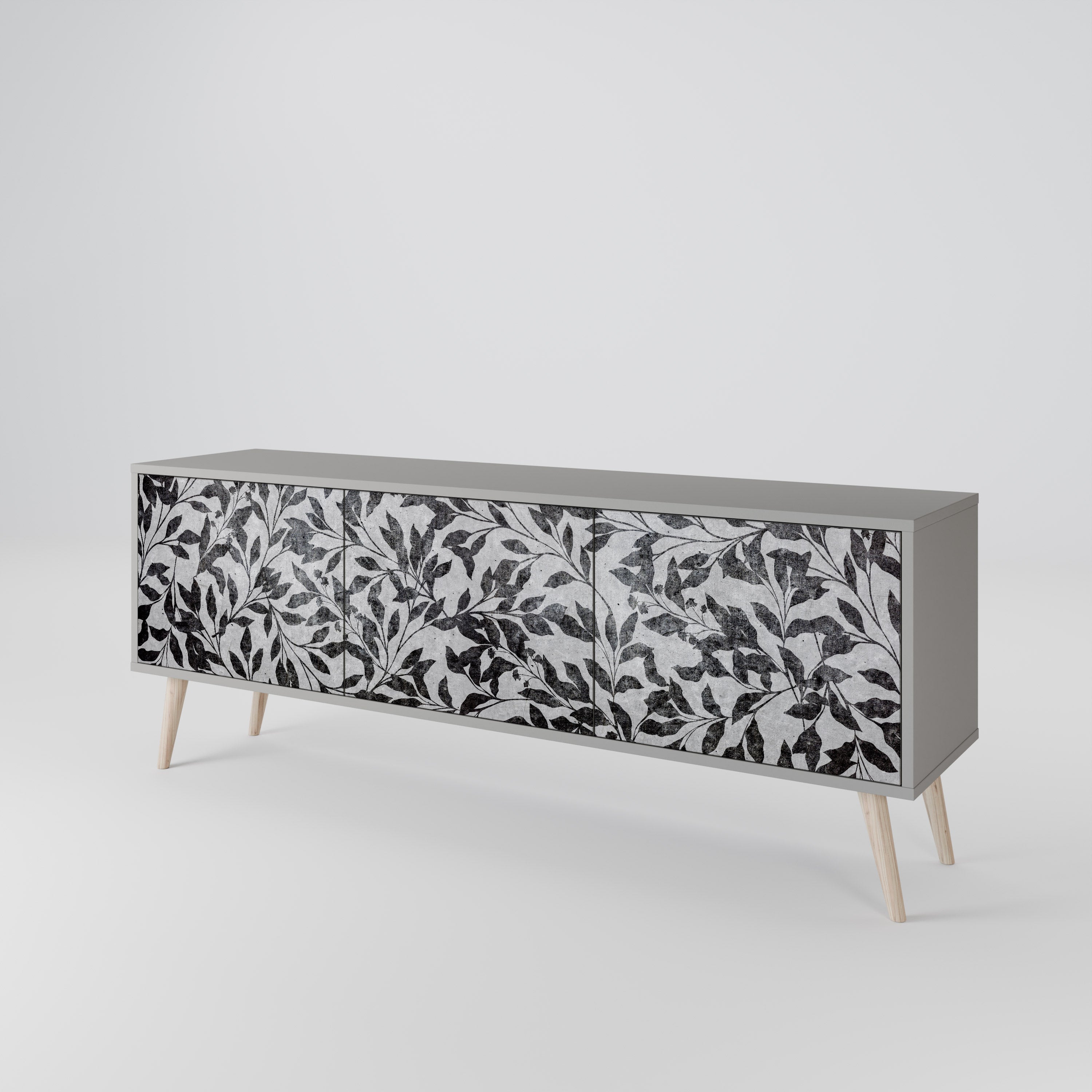 CHARCOAL SPROUT 3-dörrars TV-bänk i grå finish