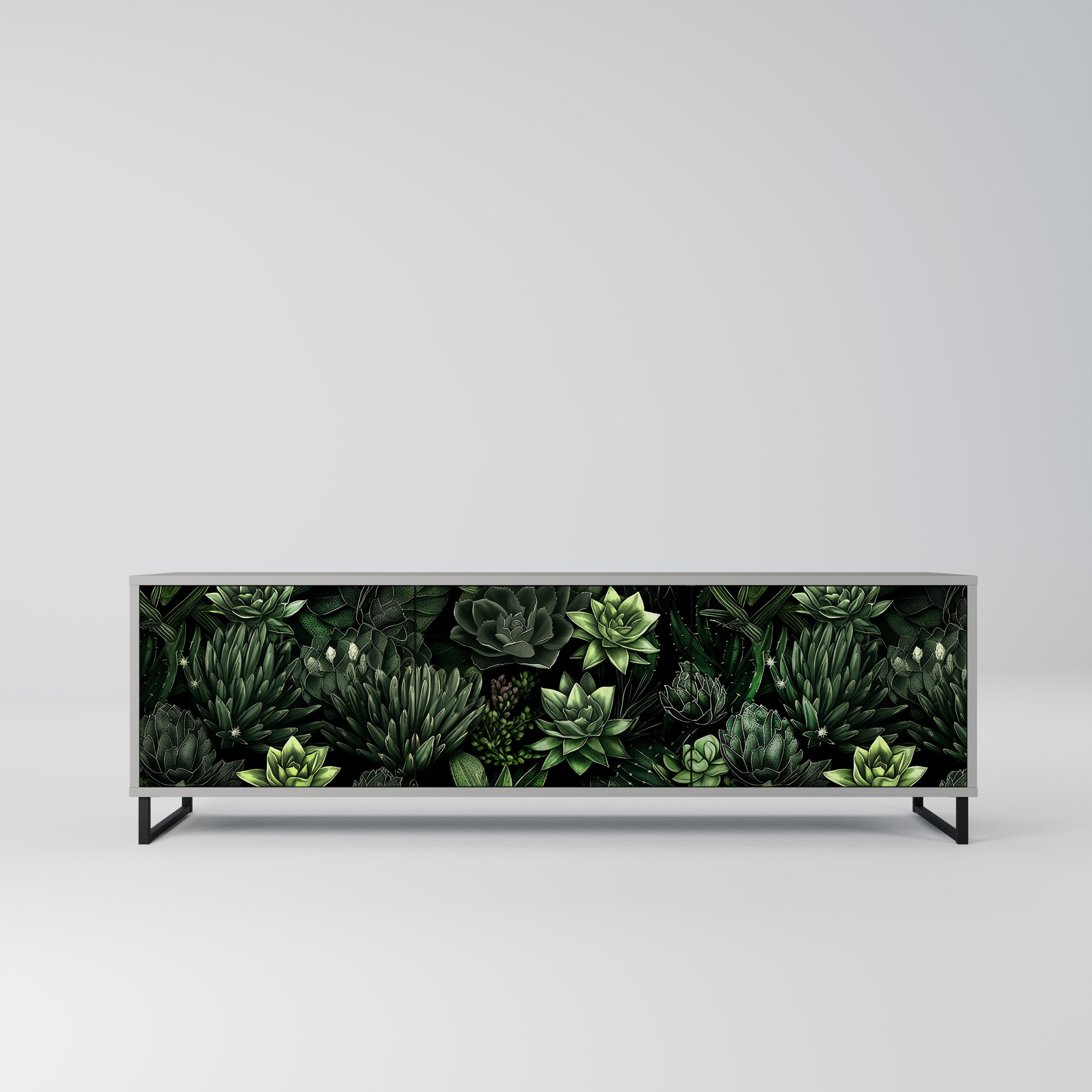 SUCCULENT JUNGLE 3-dörrars TV-bänk i grå finish