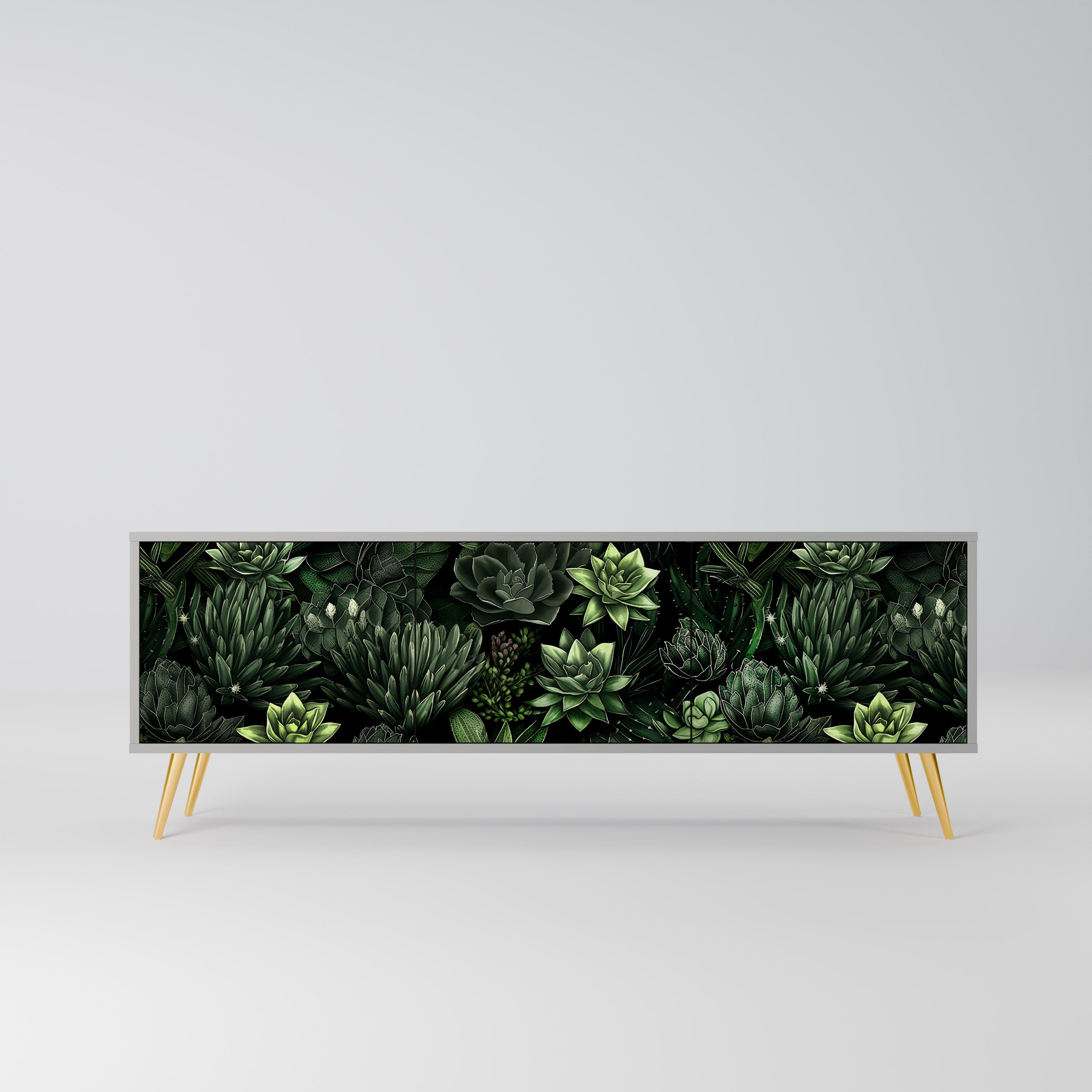 SUCCULENT JUNGLE 3-dörrars TV-bänk i grå finish