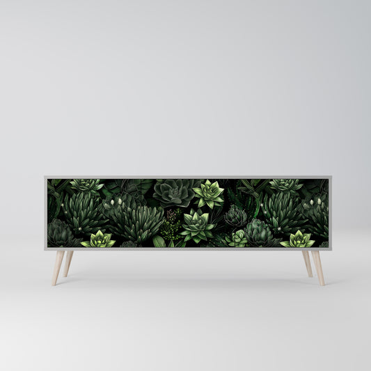 SUCCULENT JUNGLE 3-dörrars TV-bänk i grå finish