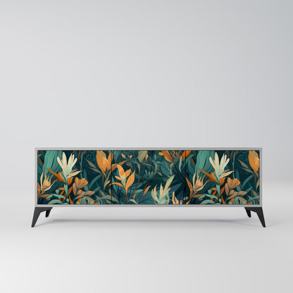 FLORAL SERENITY 3-dörrars TV-bänk i grå finish