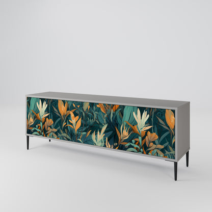 FLORAL SERENITY 3-dörrars TV-bänk i grå finish