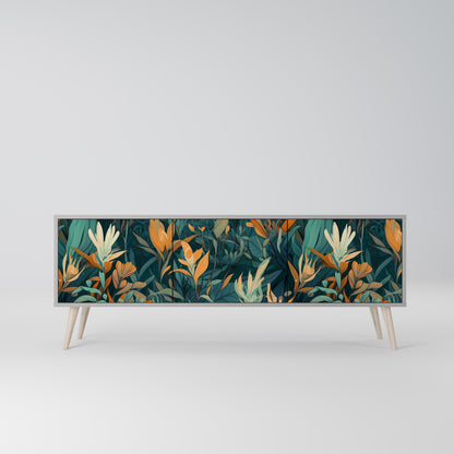 FLORAL SERENITY 3-dörrars TV-bänk i grå finish