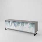 PALM VEIL 3-Door TV Stand in Grey Finish