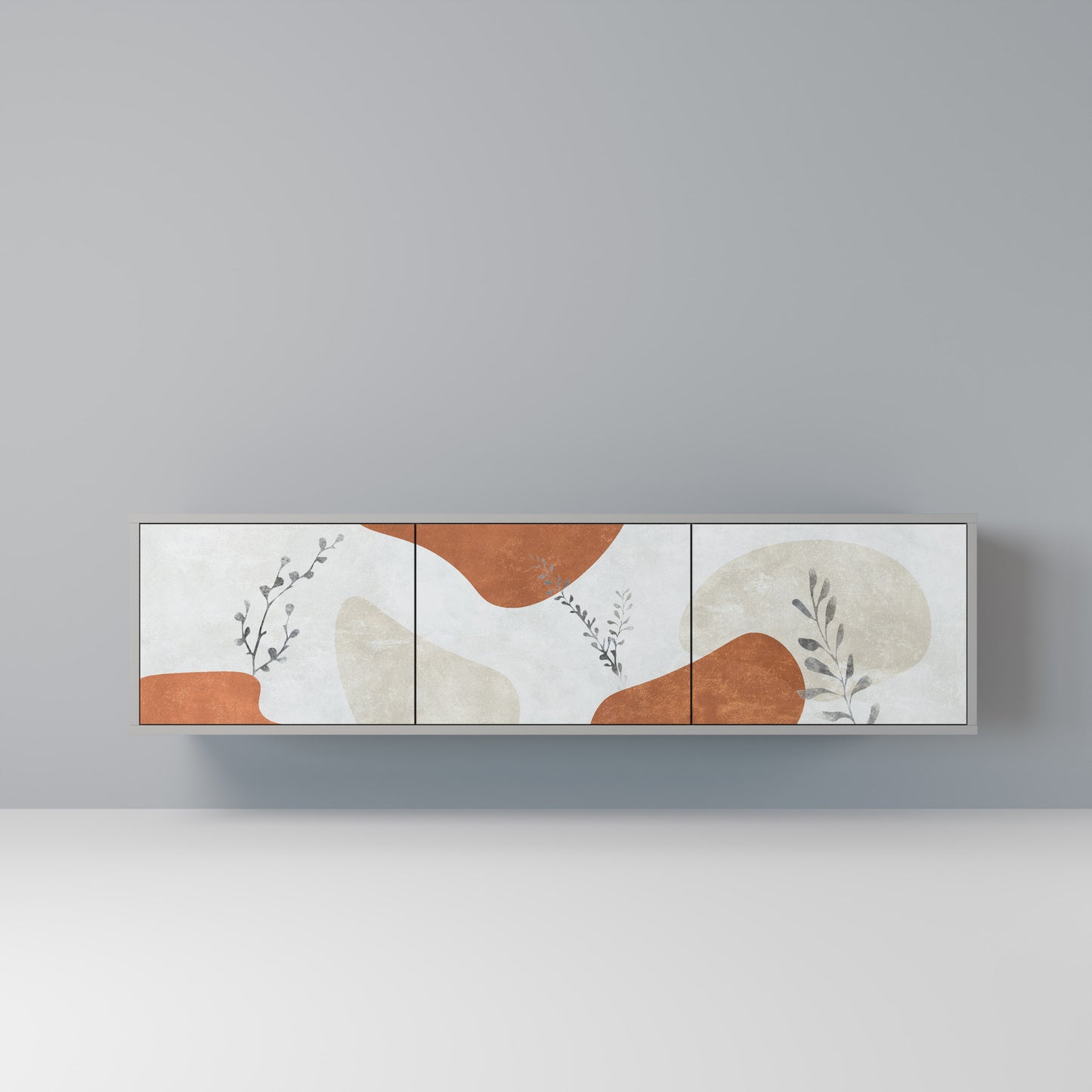 TRANQUIL TWIG 3-dörrars TV-bänk i grå finish