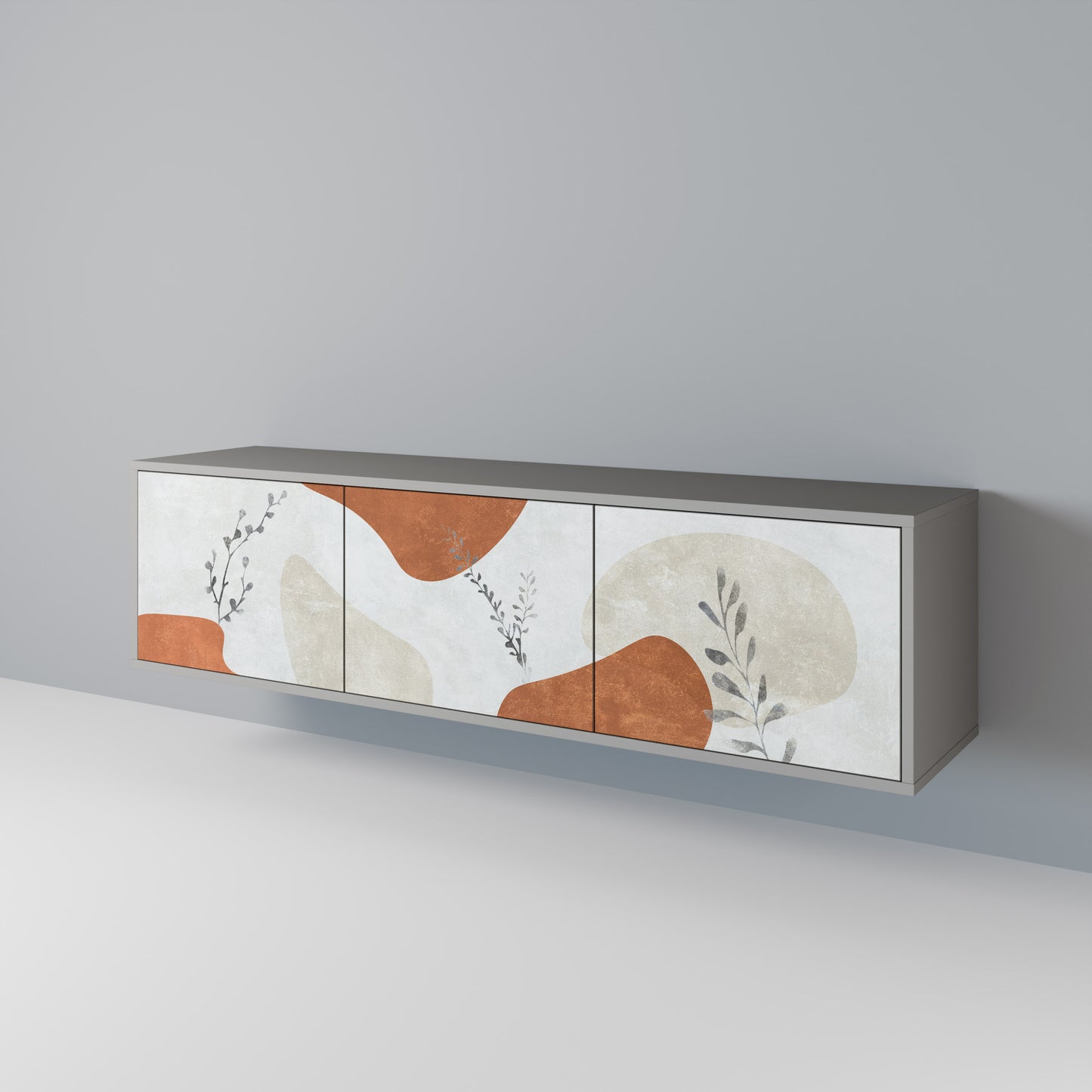 TRANQUIL TWIG 3-dörrars TV-bänk i grå finish