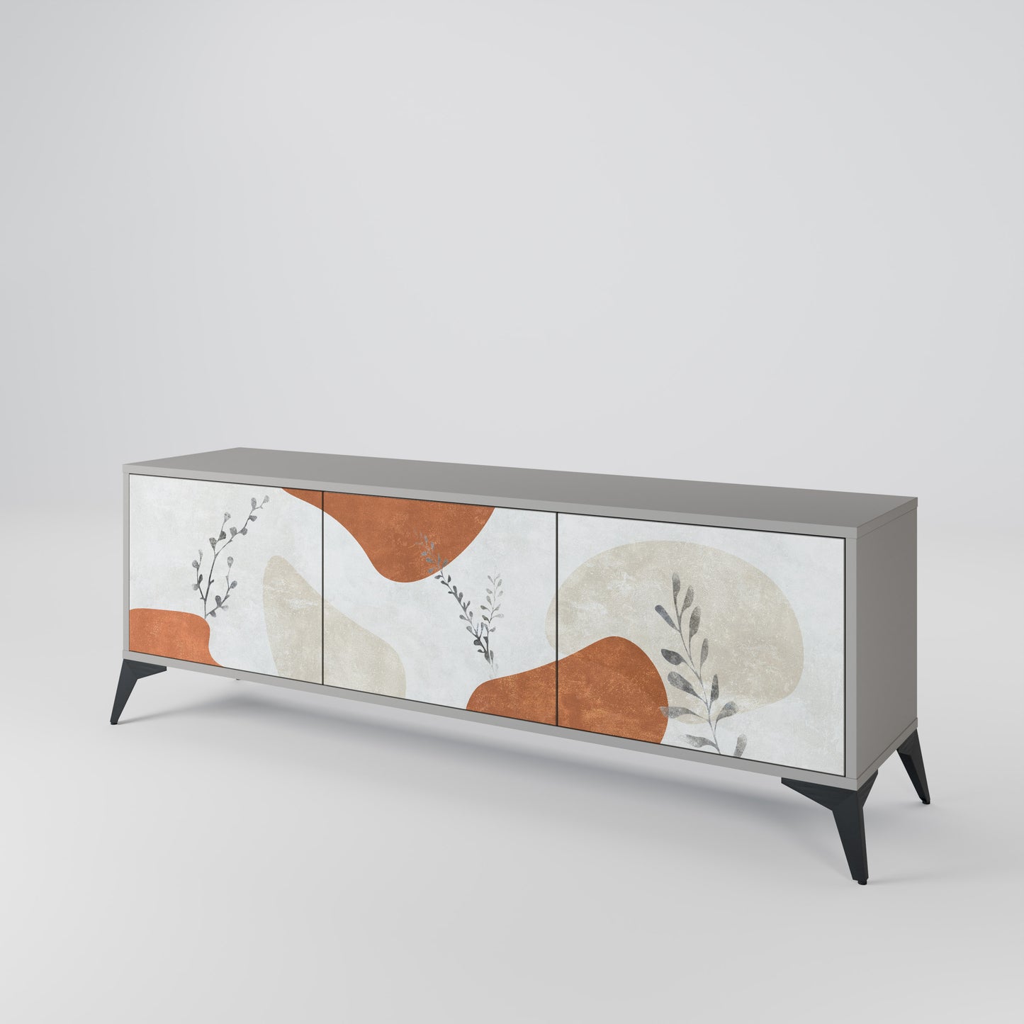 TRANQUIL TWIG 3-dörrars TV-bänk i grå finish