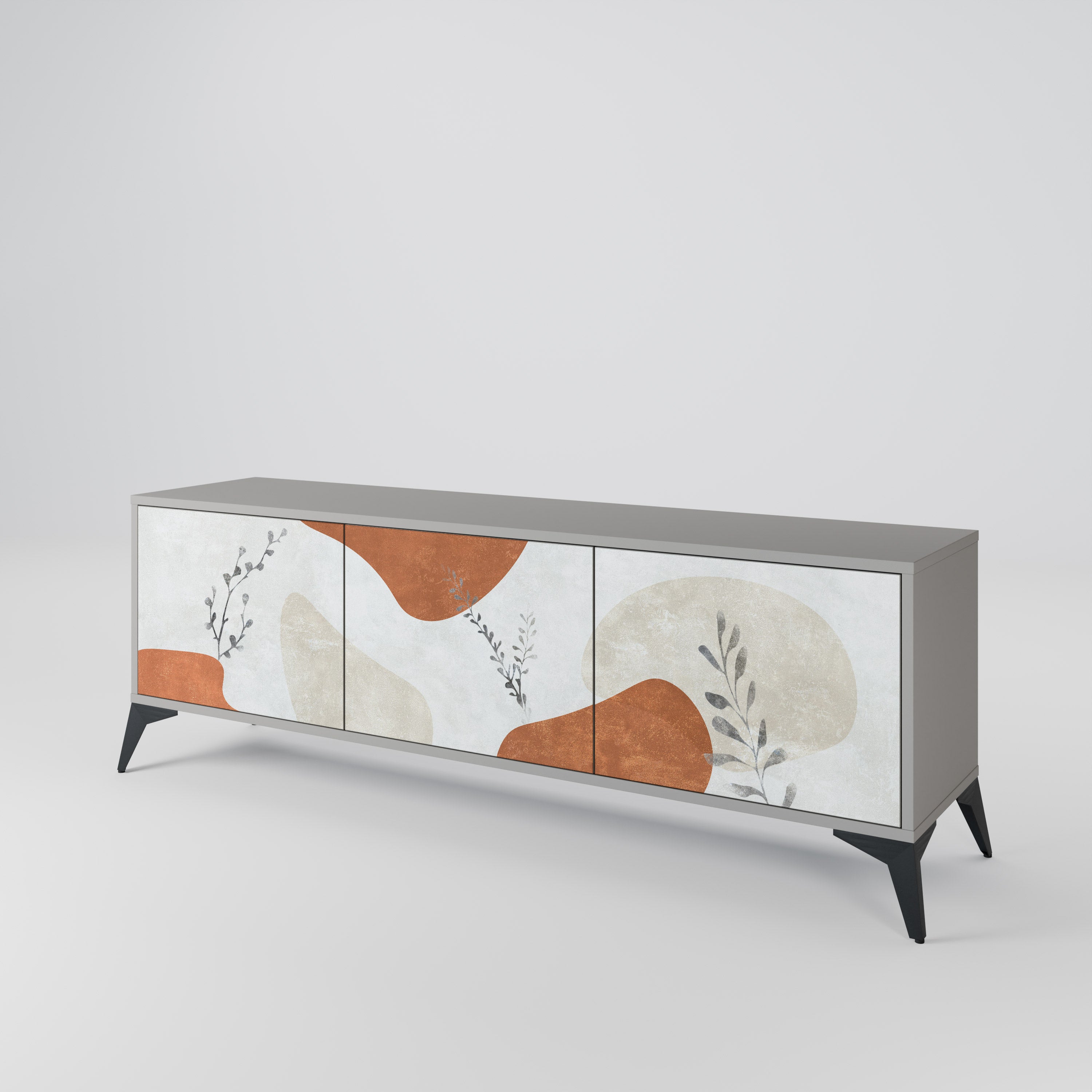 TRANQUIL TWIG 3-dörrars TV-bänk i grå finish