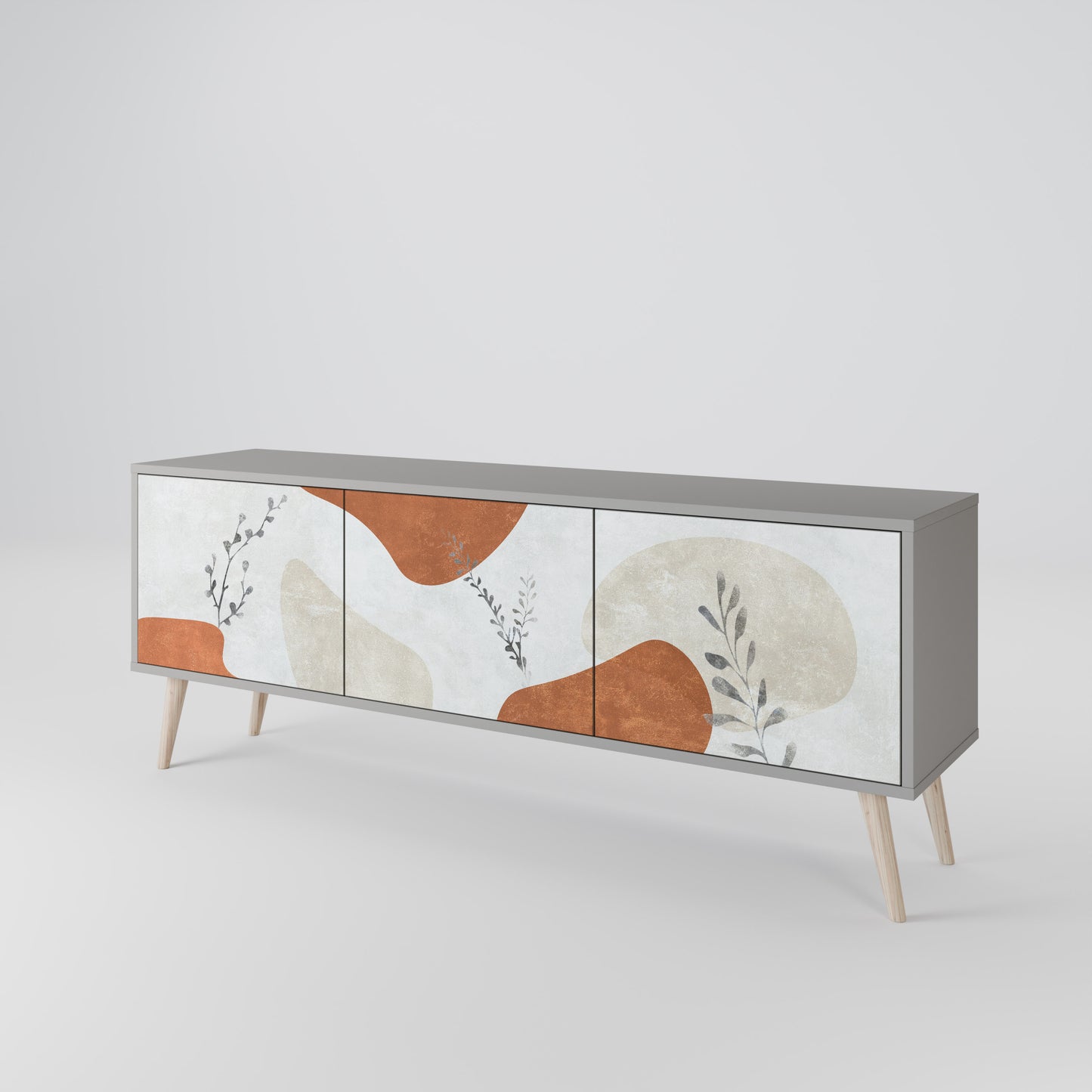 TRANQUIL TWIG 3-dörrars TV-bänk i grå finish