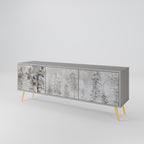 FADE IN THE TREES 3-Door TV Stand in Grey Finish